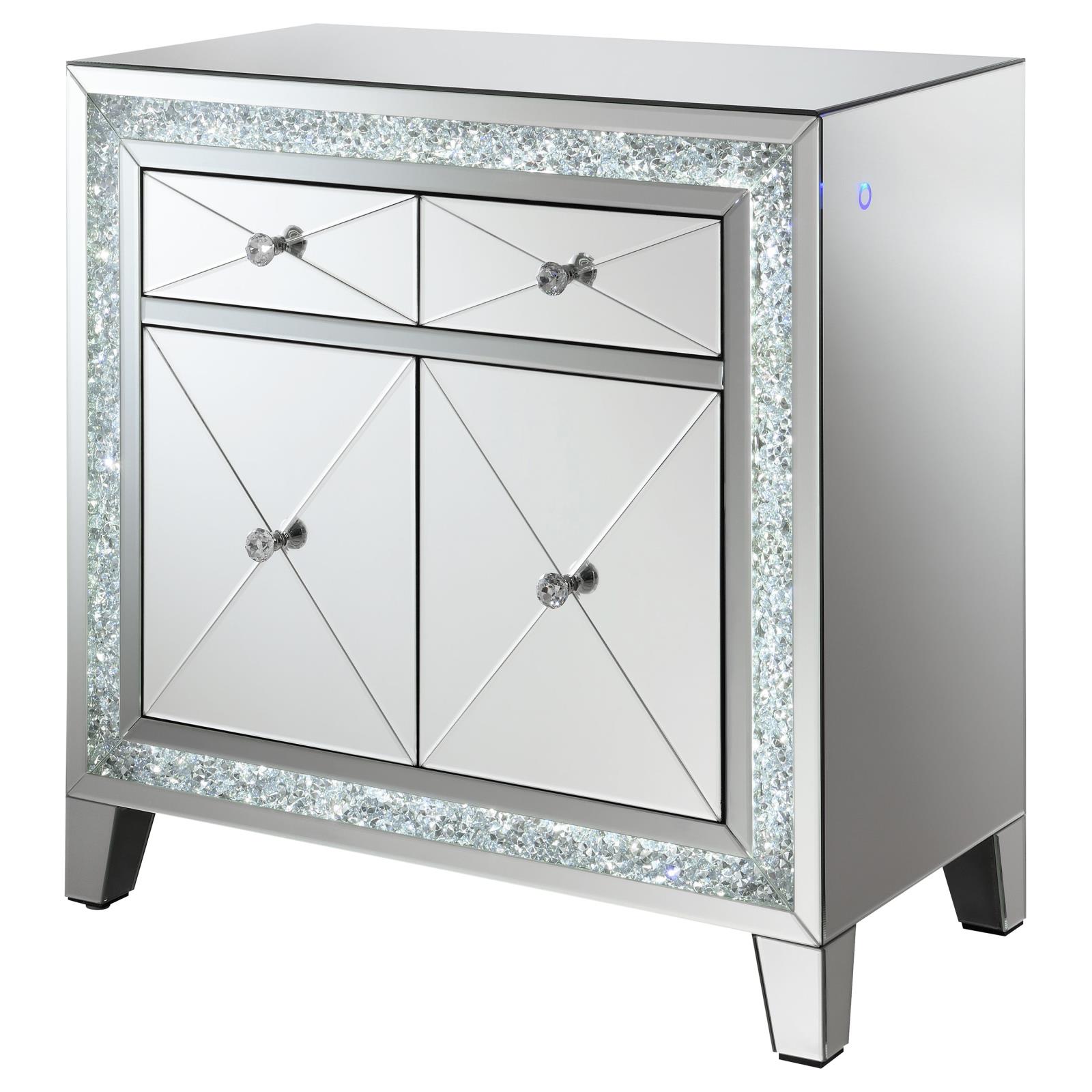 Arwen 2-drawer Mirrored Accent Cabinet with LED Lighting
