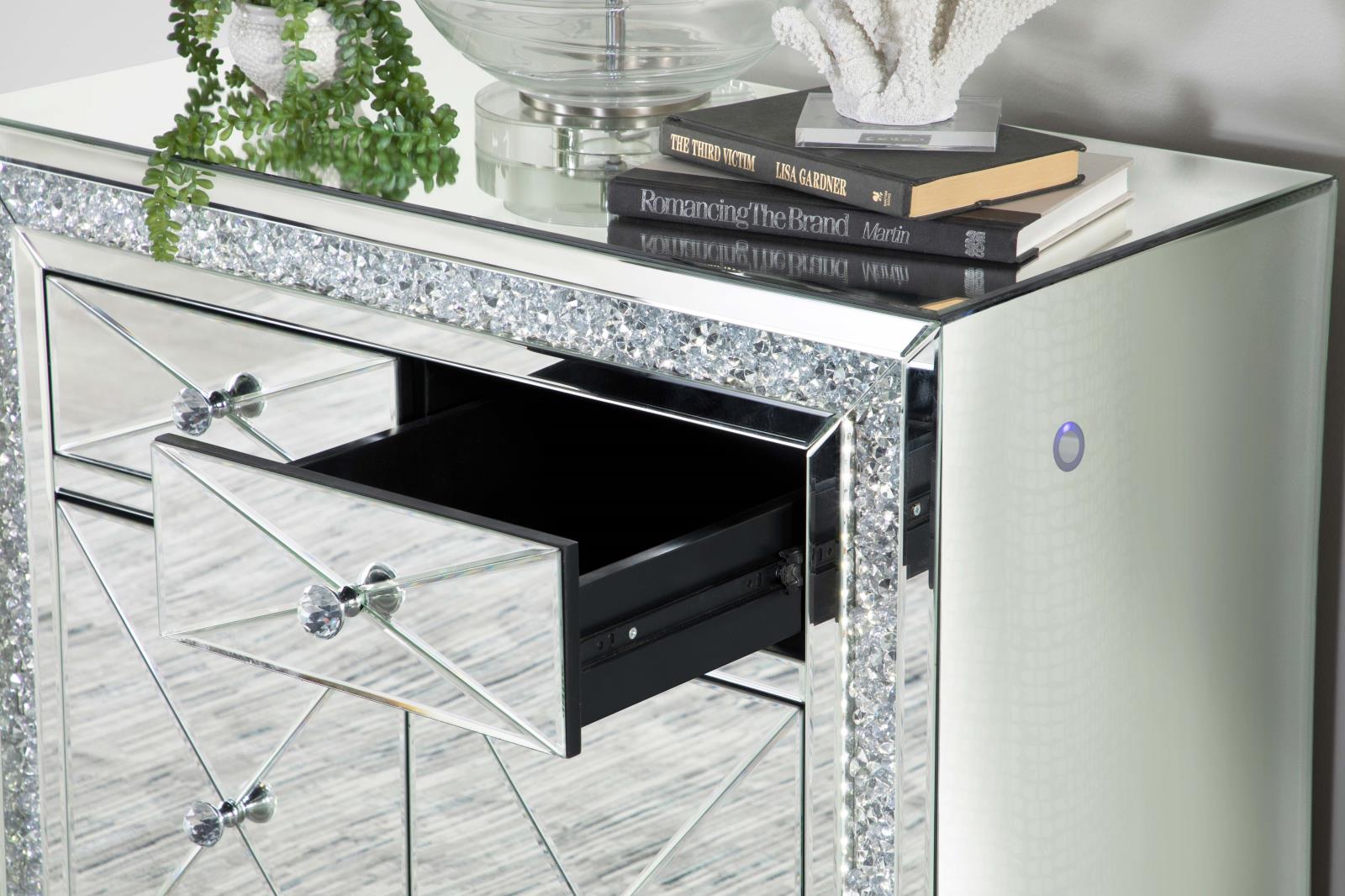 Arwen 2-drawer Mirrored Accent Cabinet with LED Lighting