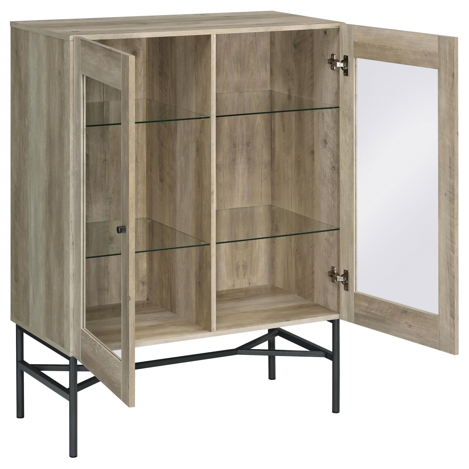 Bonilla 2-door Wood Veneer Accent Cabinet with Glass Shelves