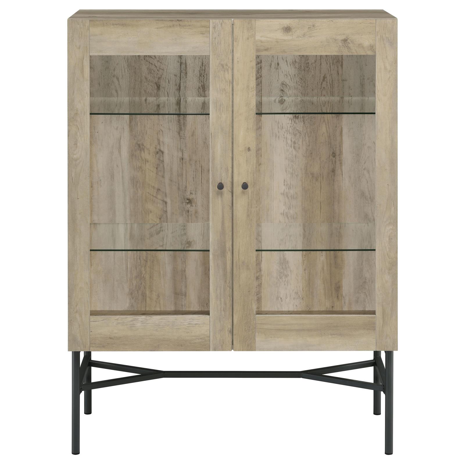 Bonilla 2-door Wood Veneer Accent Cabinet with Glass Shelves