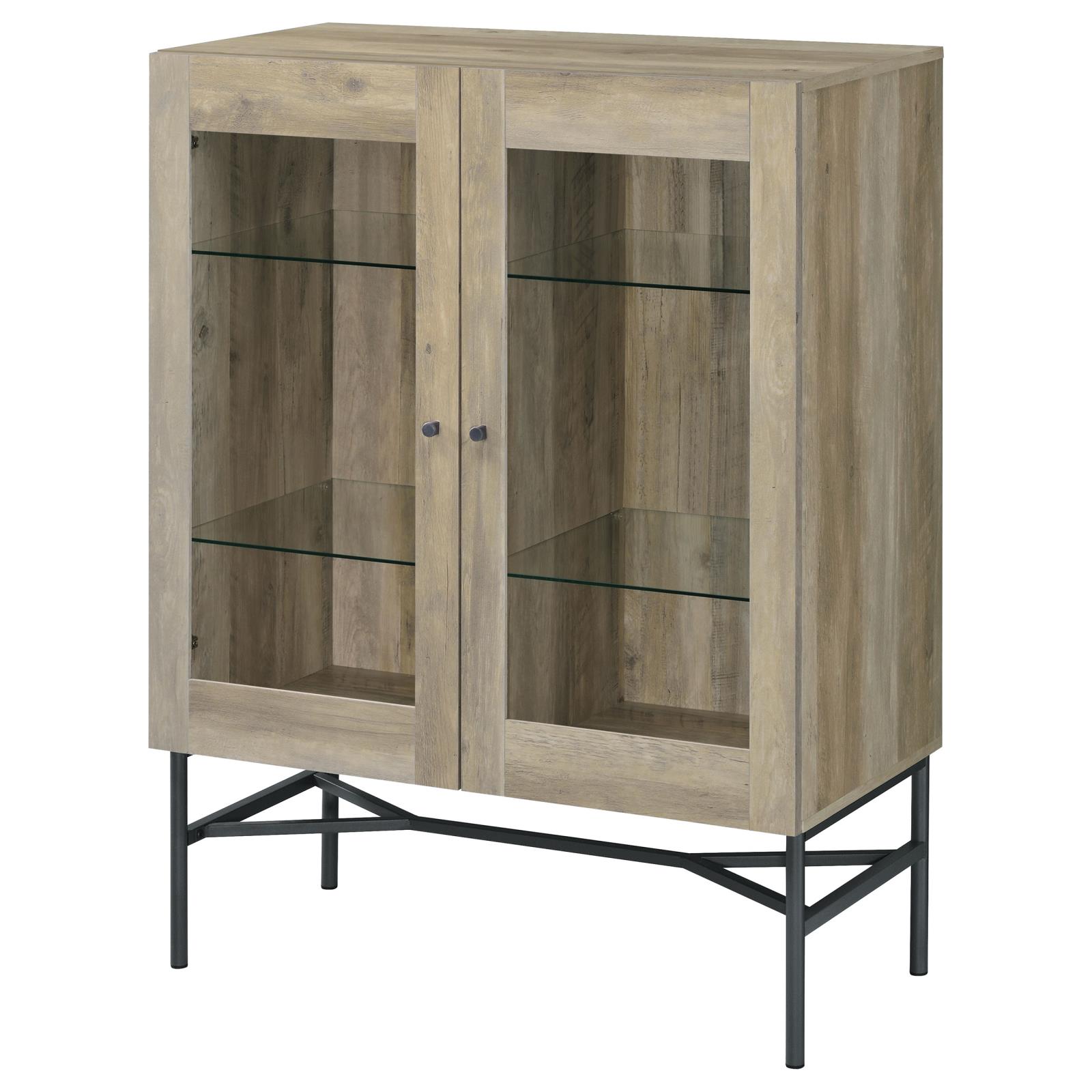 Bonilla 2-door Wood Veneer Accent Cabinet with Glass Shelves