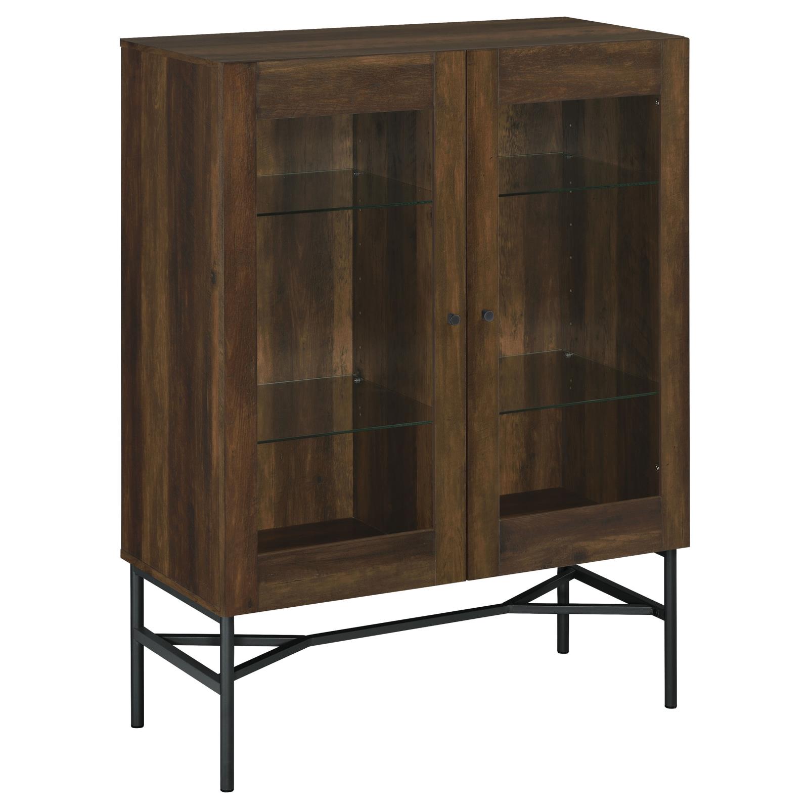 Bonilla 2-door Wood Veneer Accent Cabinet with Glass Shelves