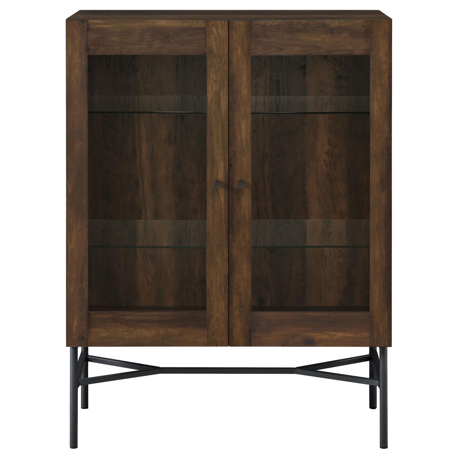 Bonilla 2-door Wood Veneer Accent Cabinet with Glass Shelves