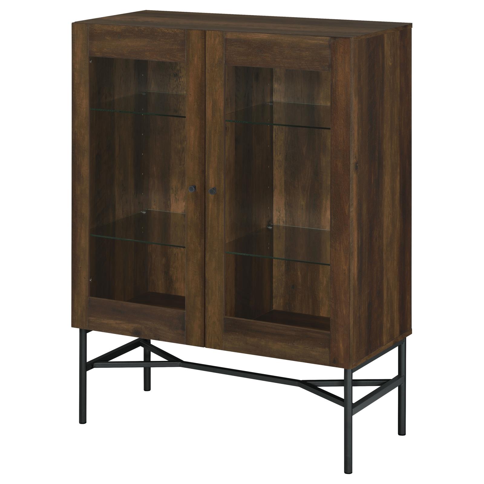 Bonilla 2-door Wood Veneer Accent Cabinet with Glass Shelves