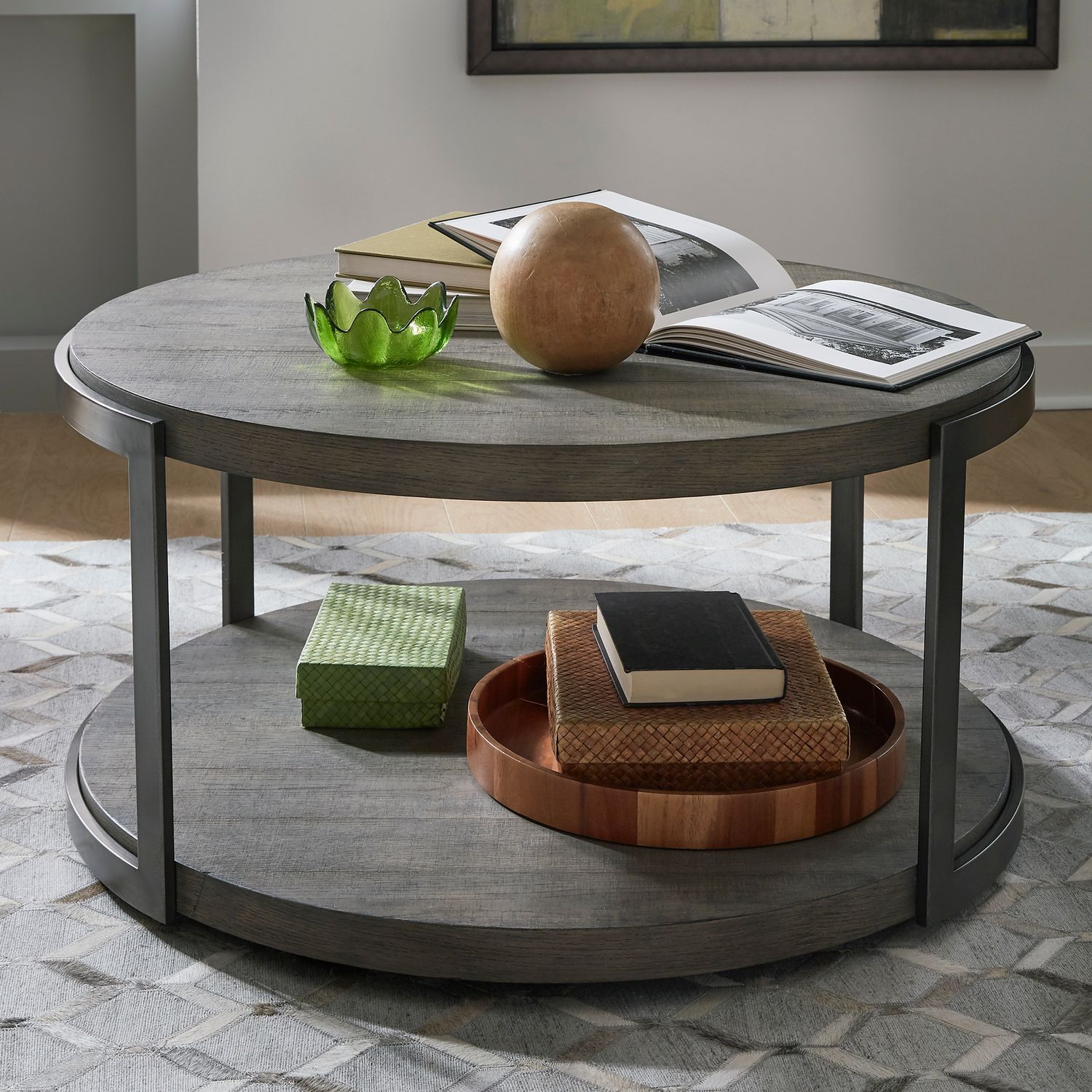 Modern View Round MDF/Metal Cocktail Table