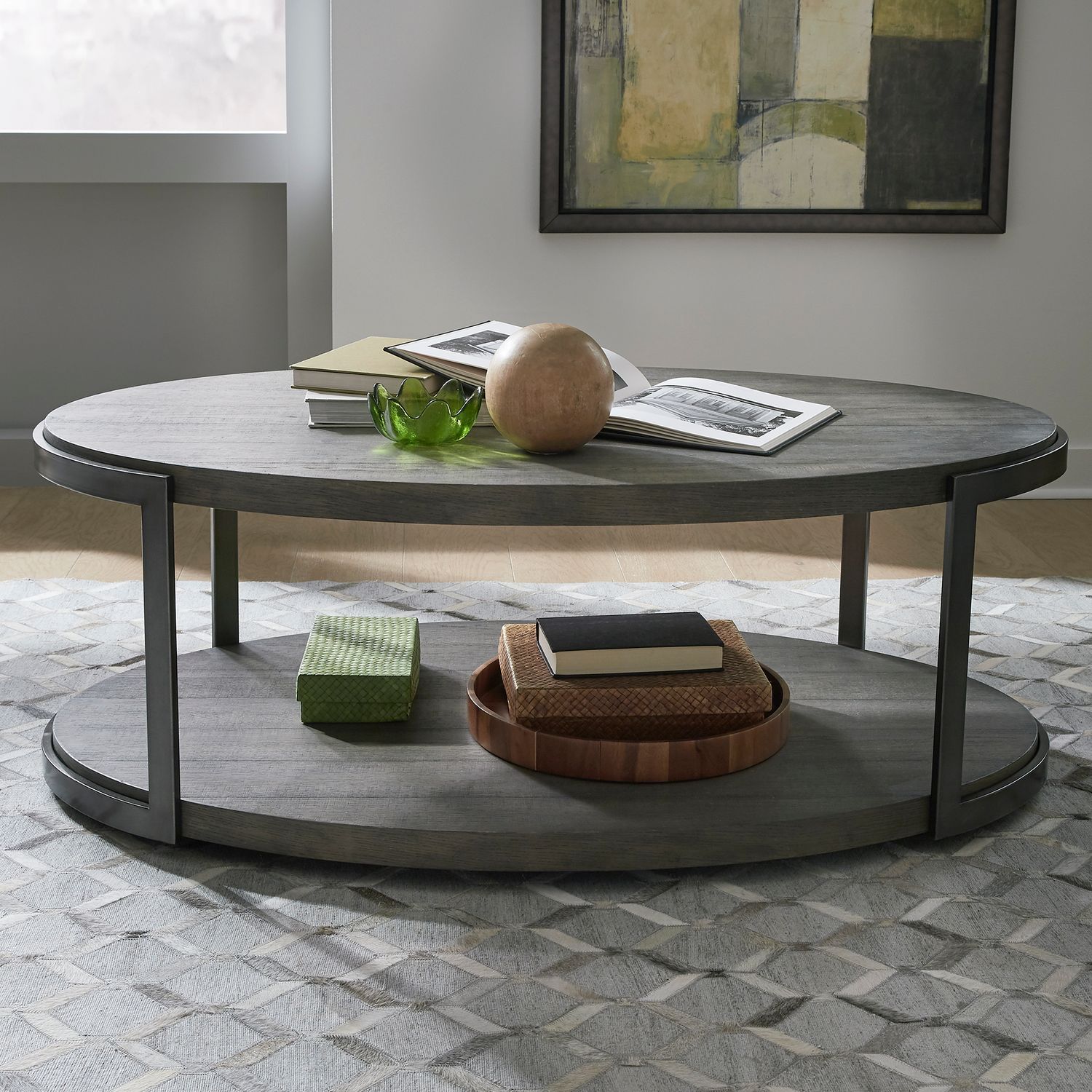 Modern View Round Cocktail Table Set | Gauntlet Gray | Liberty