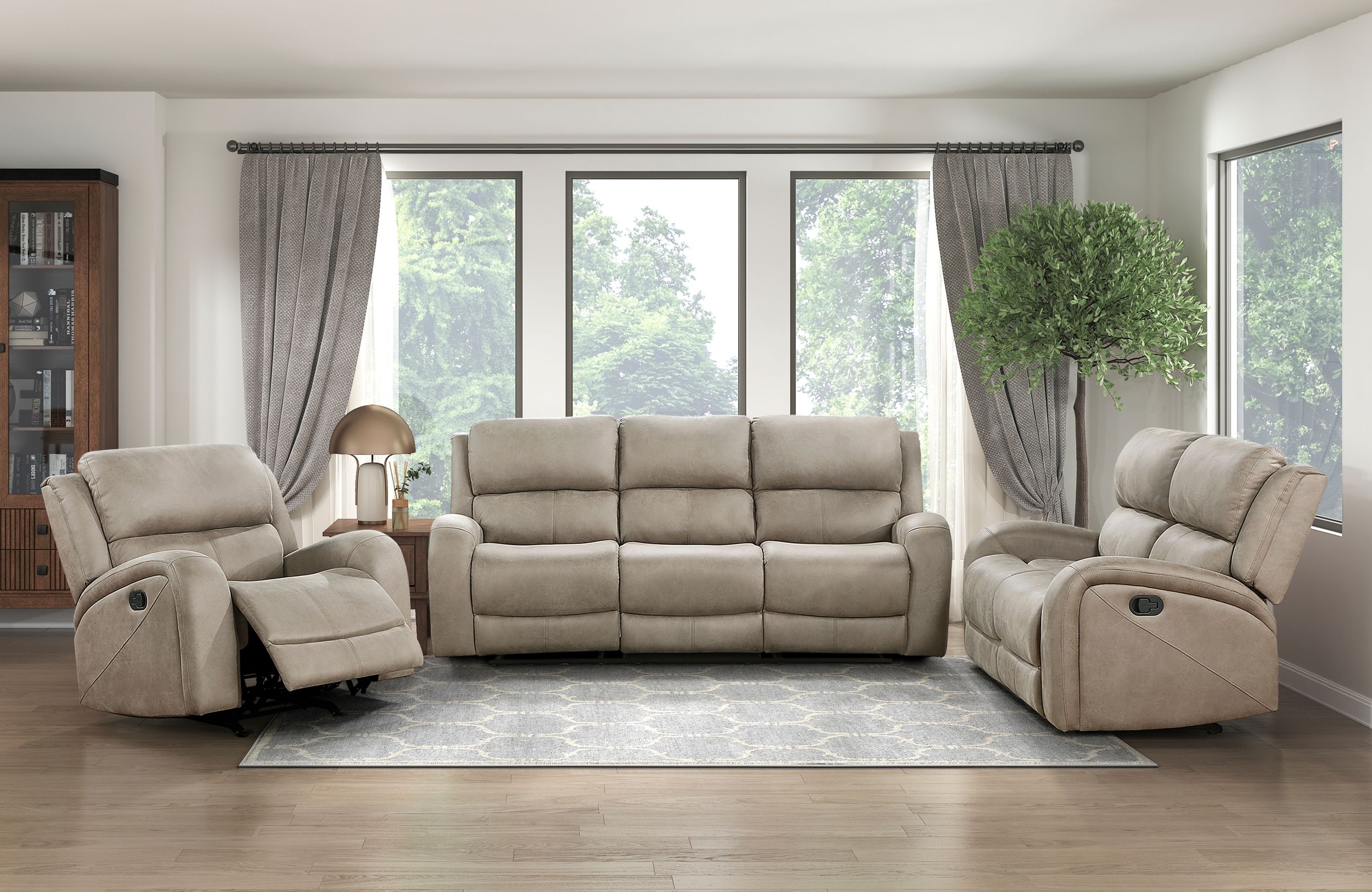 Pagosa Microfiber Double Reclining Living Room Set