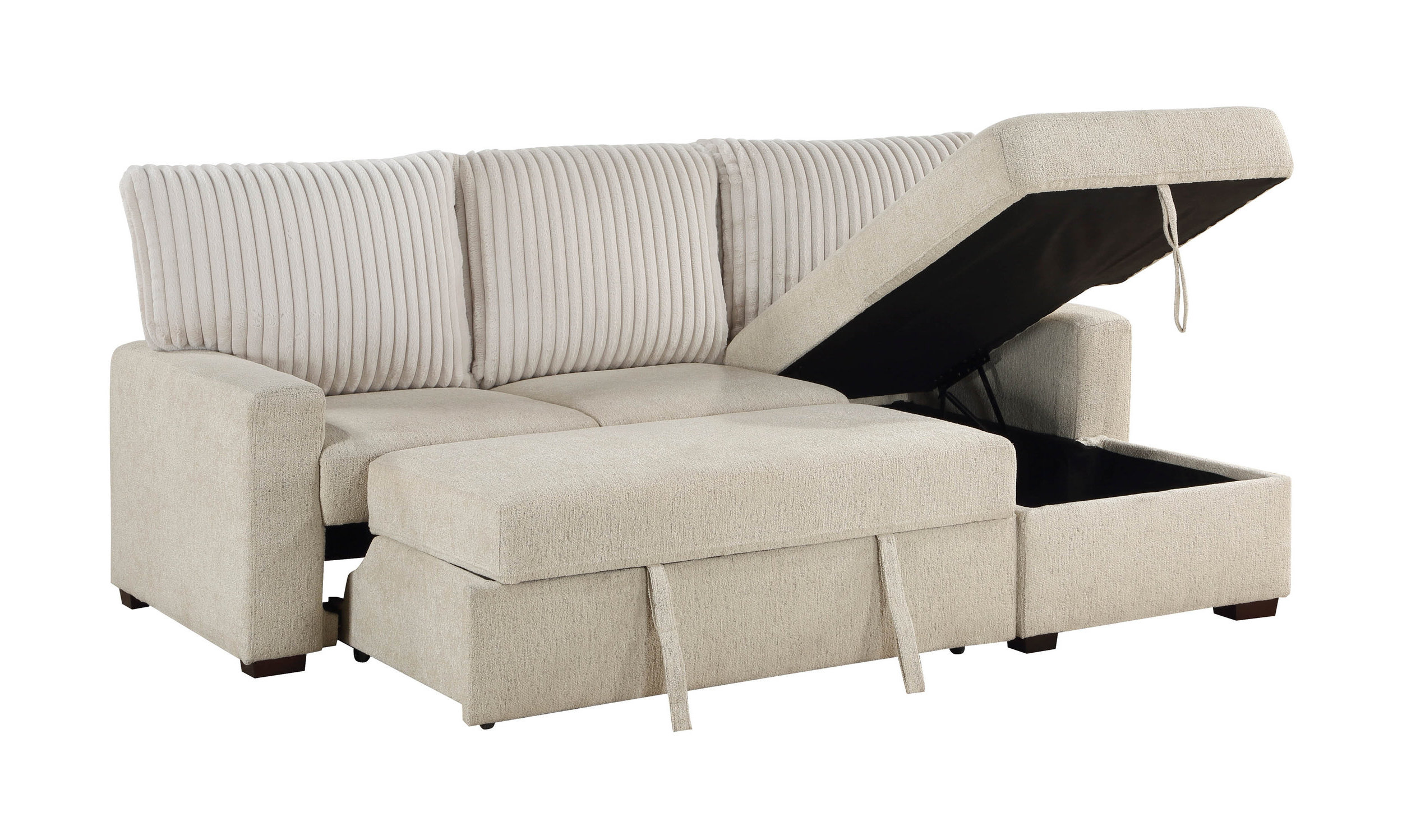 Gallatin Boucle/Corduroy 2‑Piece Sectional with Right Chaise & Pull‑out Bed