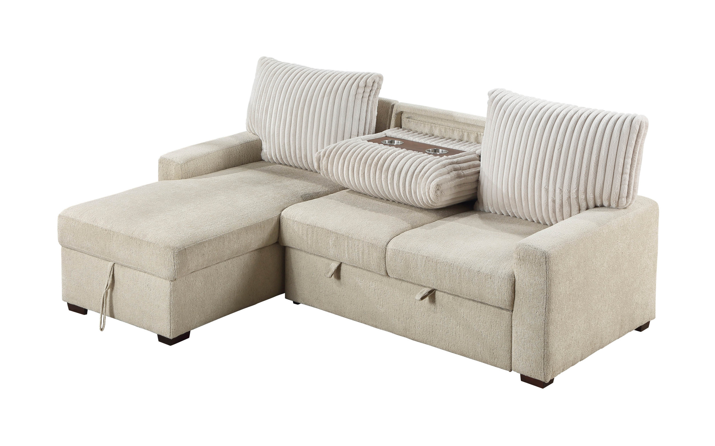 Gallatin Boucle/Corduroy 2‑Piece Sectional with Left Chaise & Pull‑out Bed