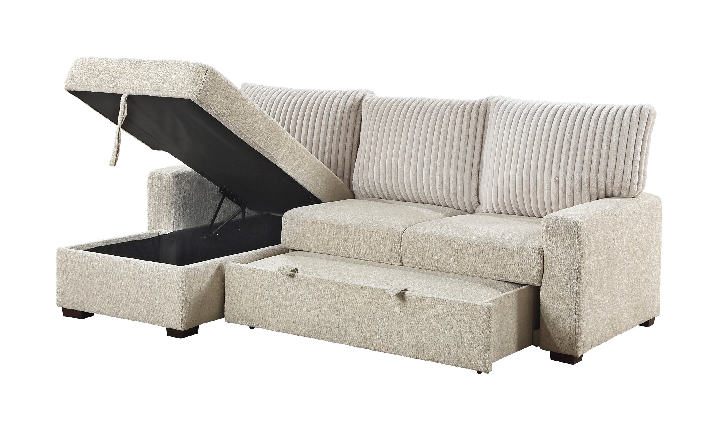 Gallatin Boucle/Corduroy 2‑Piece Sectional with Left Chaise & Pull‑out Bed