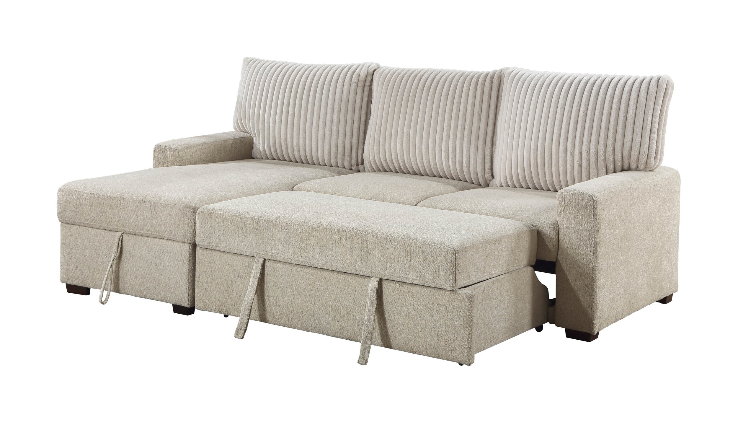 Gallatin Boucle/Corduroy 2‑Piece Sectional with Left Chaise & Pull‑out Bed