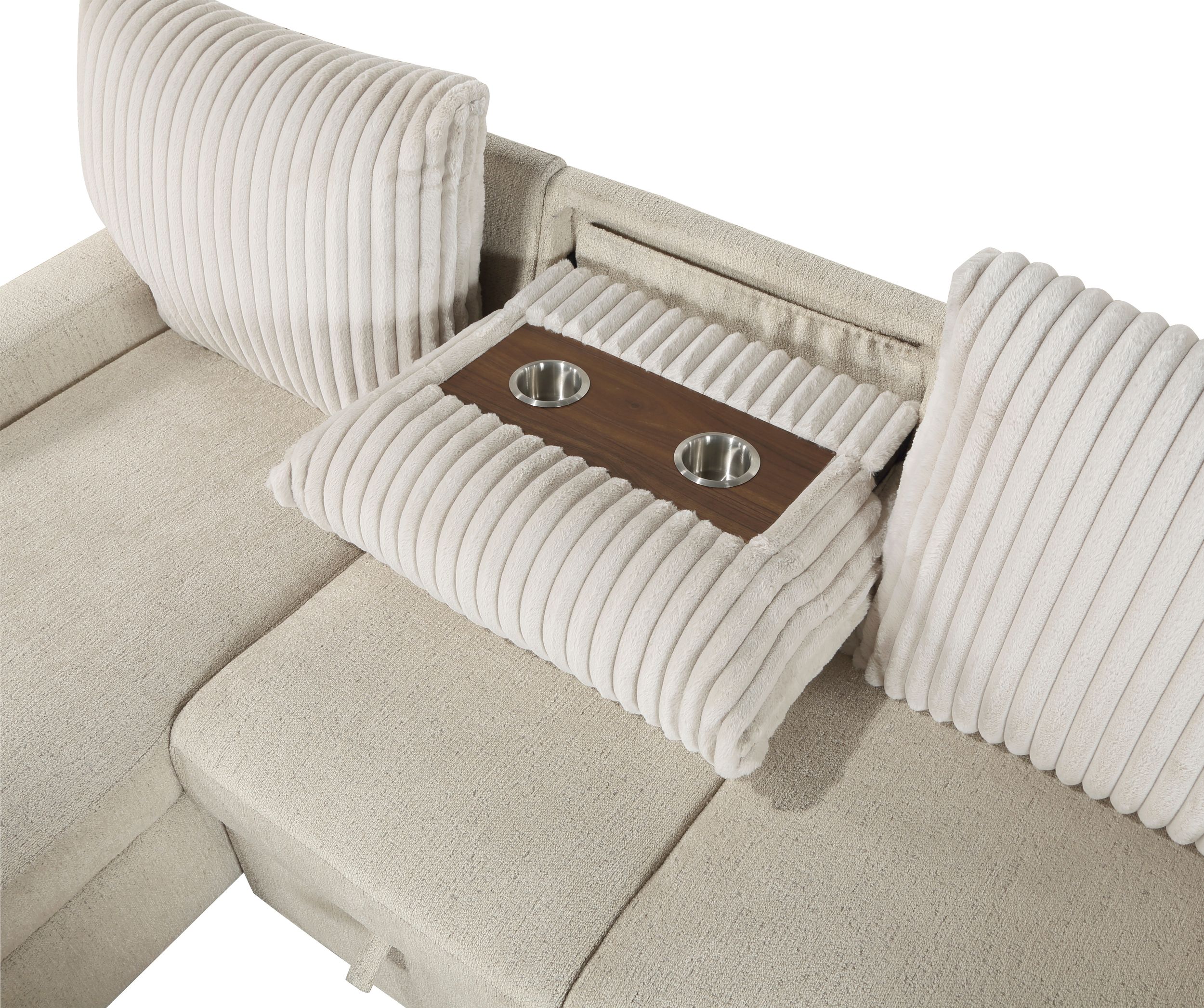 Gallatin Boucle/Corduroy 2‑Piece Sectional with Left Chaise & Pull‑out Bed