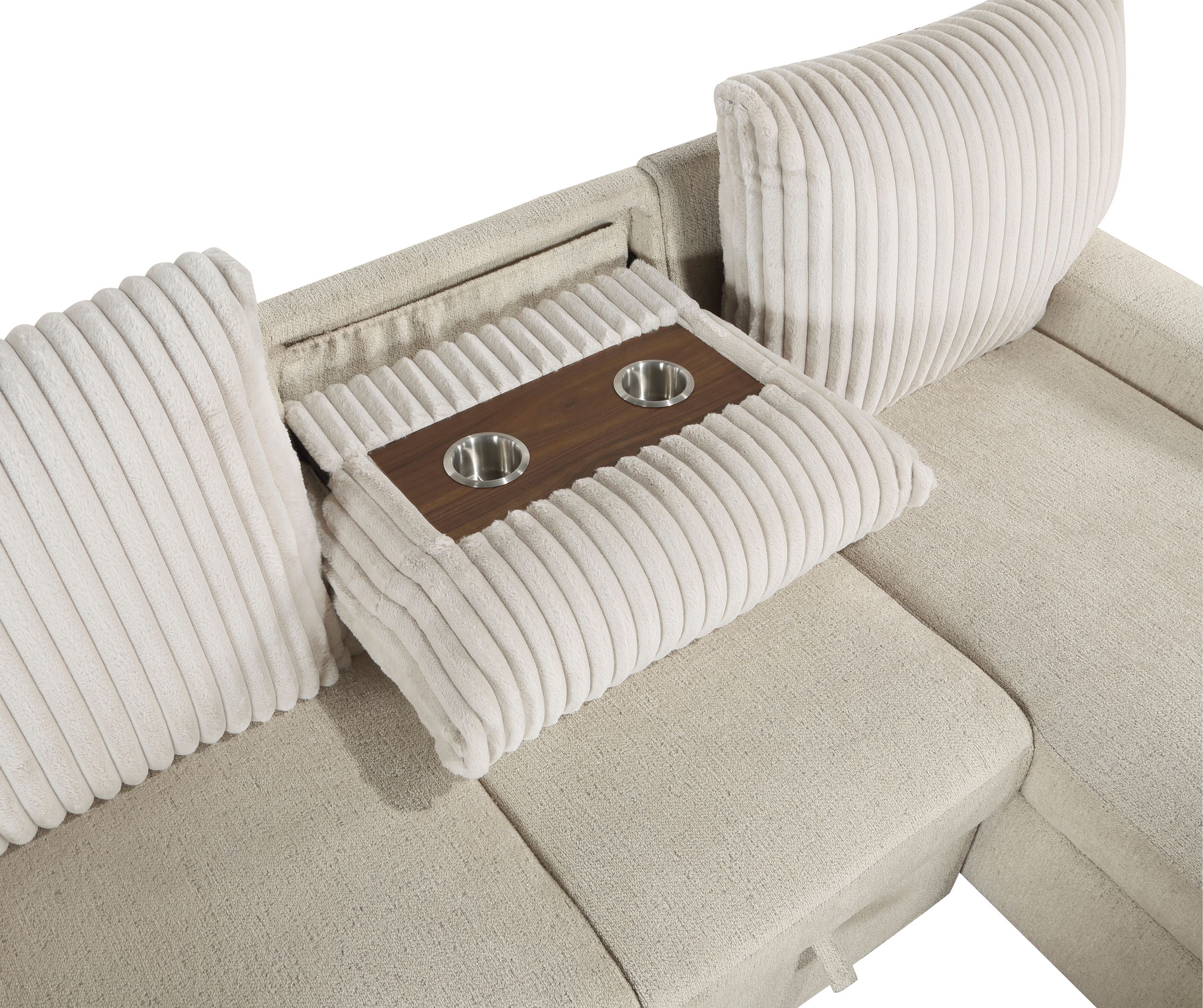 Gallatin Boucle/Corduroy 2‑Piece Sectional with Right Chaise & Pull‑out Bed