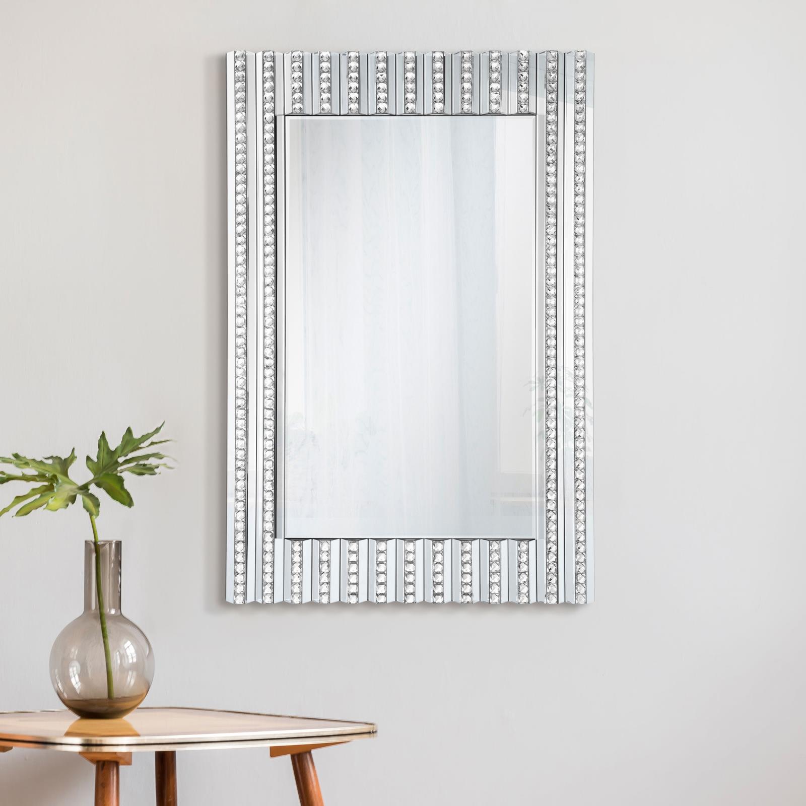 Aideen Rectangular Wall Mirror with Faux Crystals