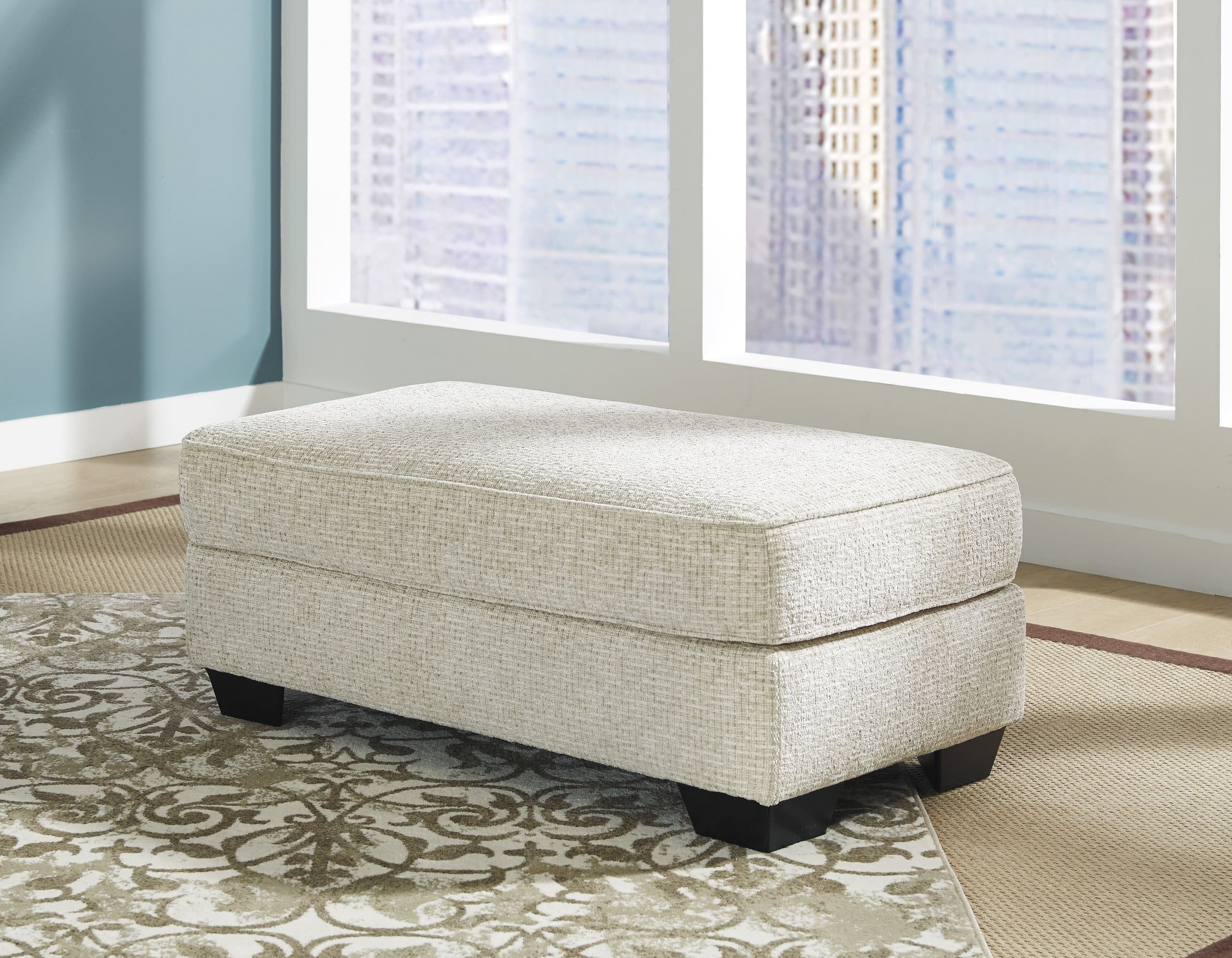 Monaghan 44" Rectangular Accent Ottoman - Sandstone Beige Textured Polyester