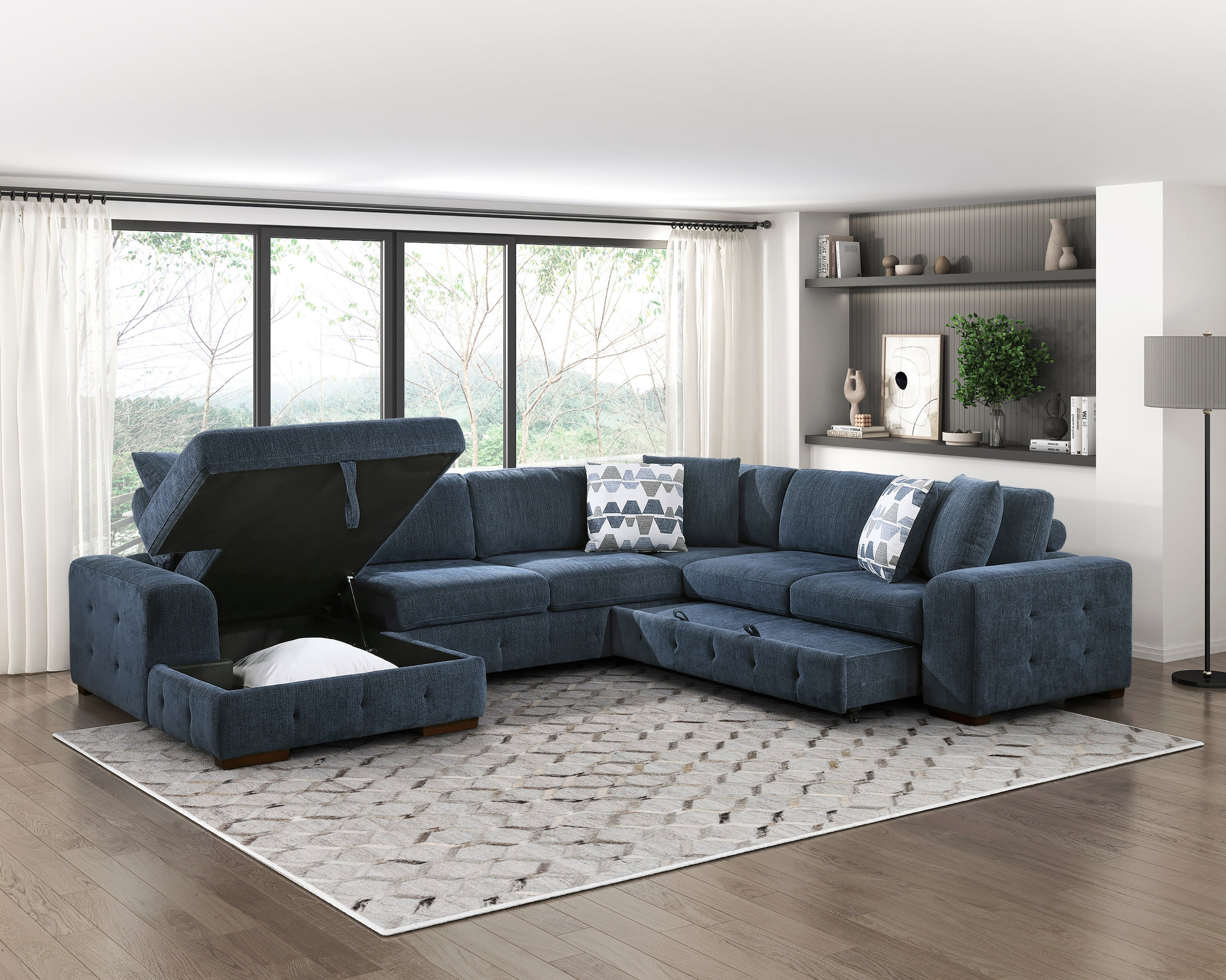 Raife U-Shaped Chenille 4-Piece Sectional with Left Chaise