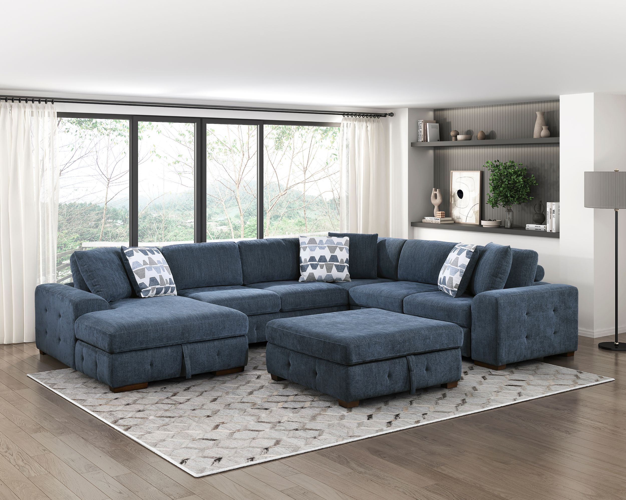 Raife Square Chenille Storage Ottoman