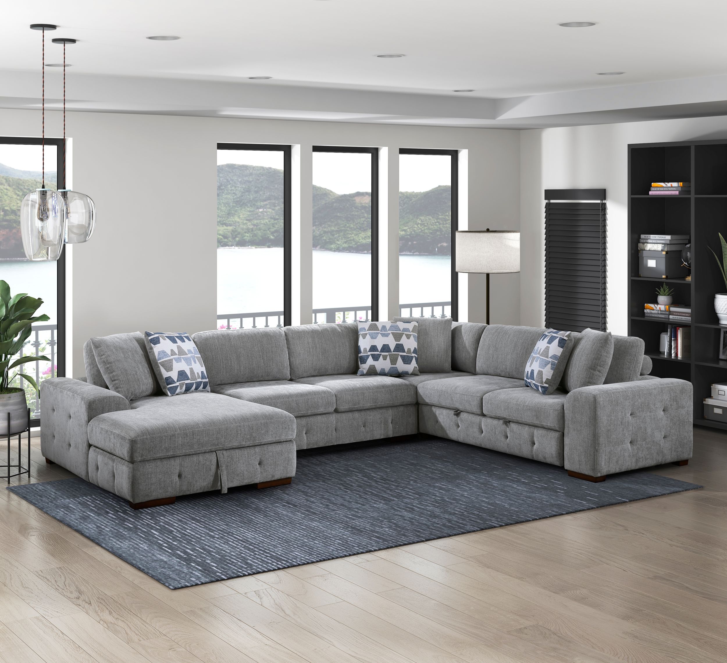 Raife U-Shaped Chenille 4-Piece Sectional with Left Chaise