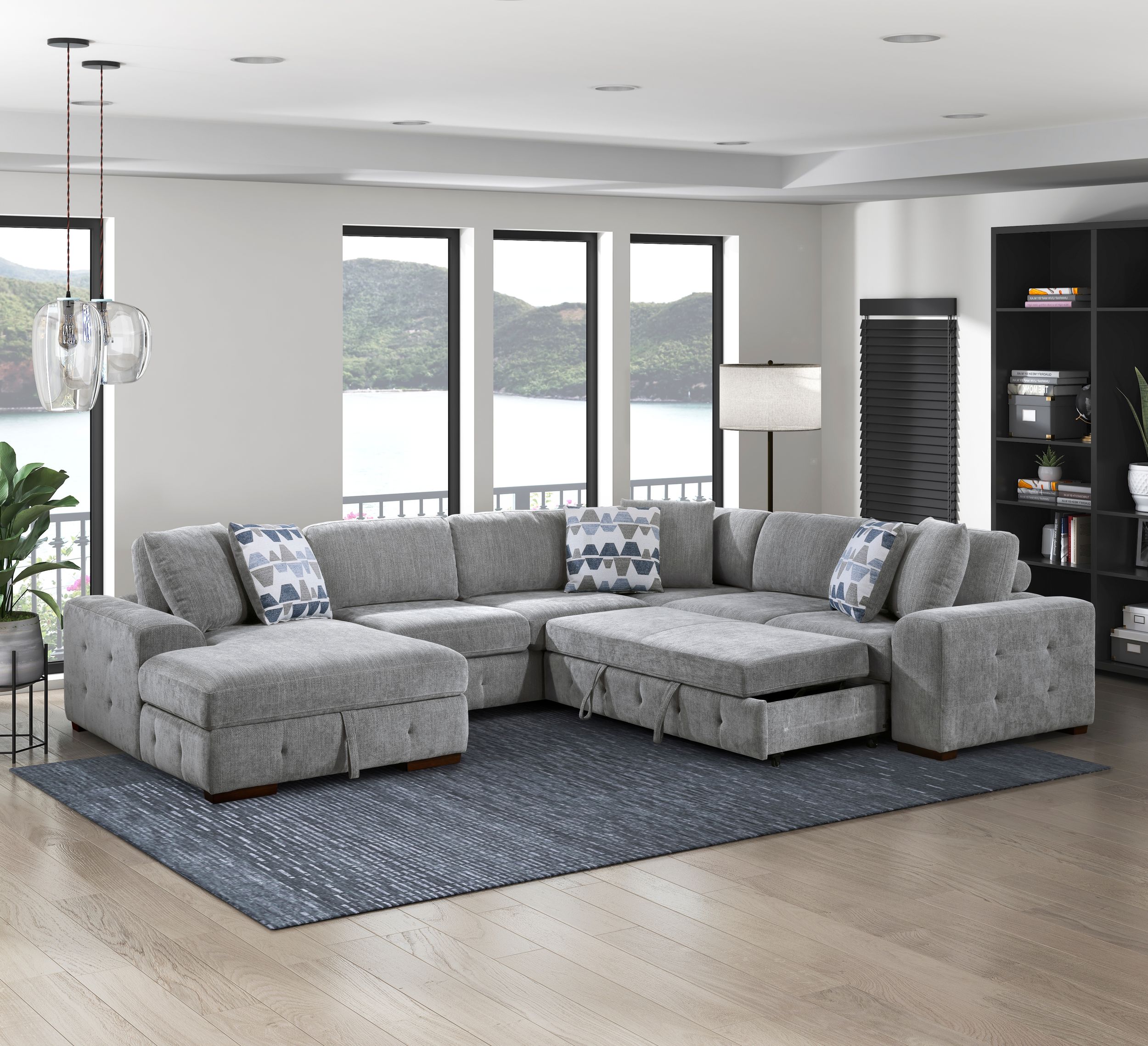 Raife U-Shaped Chenille 4-Piece Sectional with Left Chaise