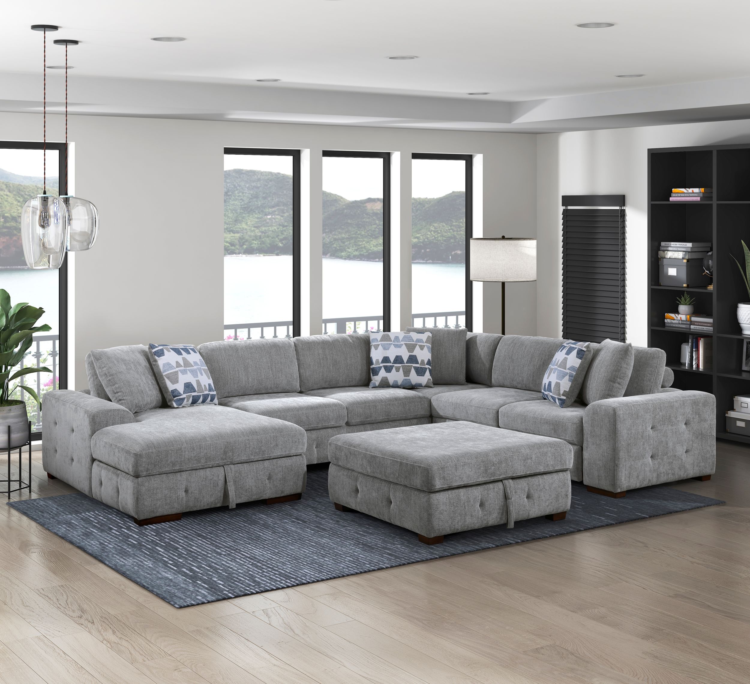 Raife Square Chenille Storage Ottoman