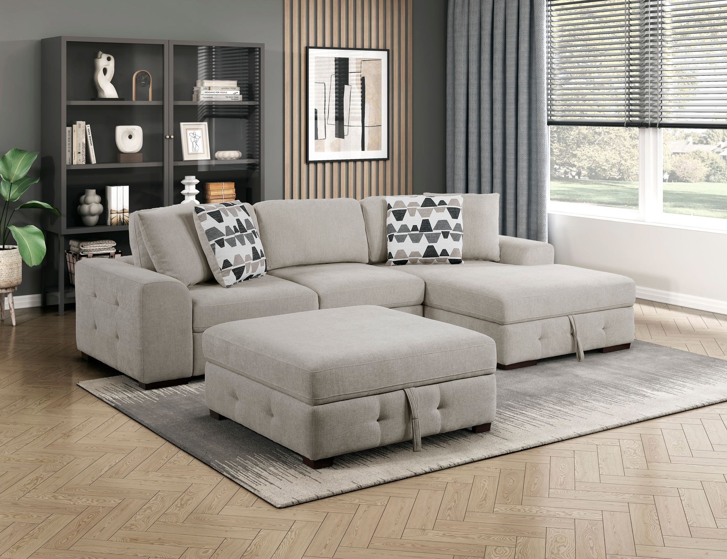 Raife Square Chenille Storage Ottoman