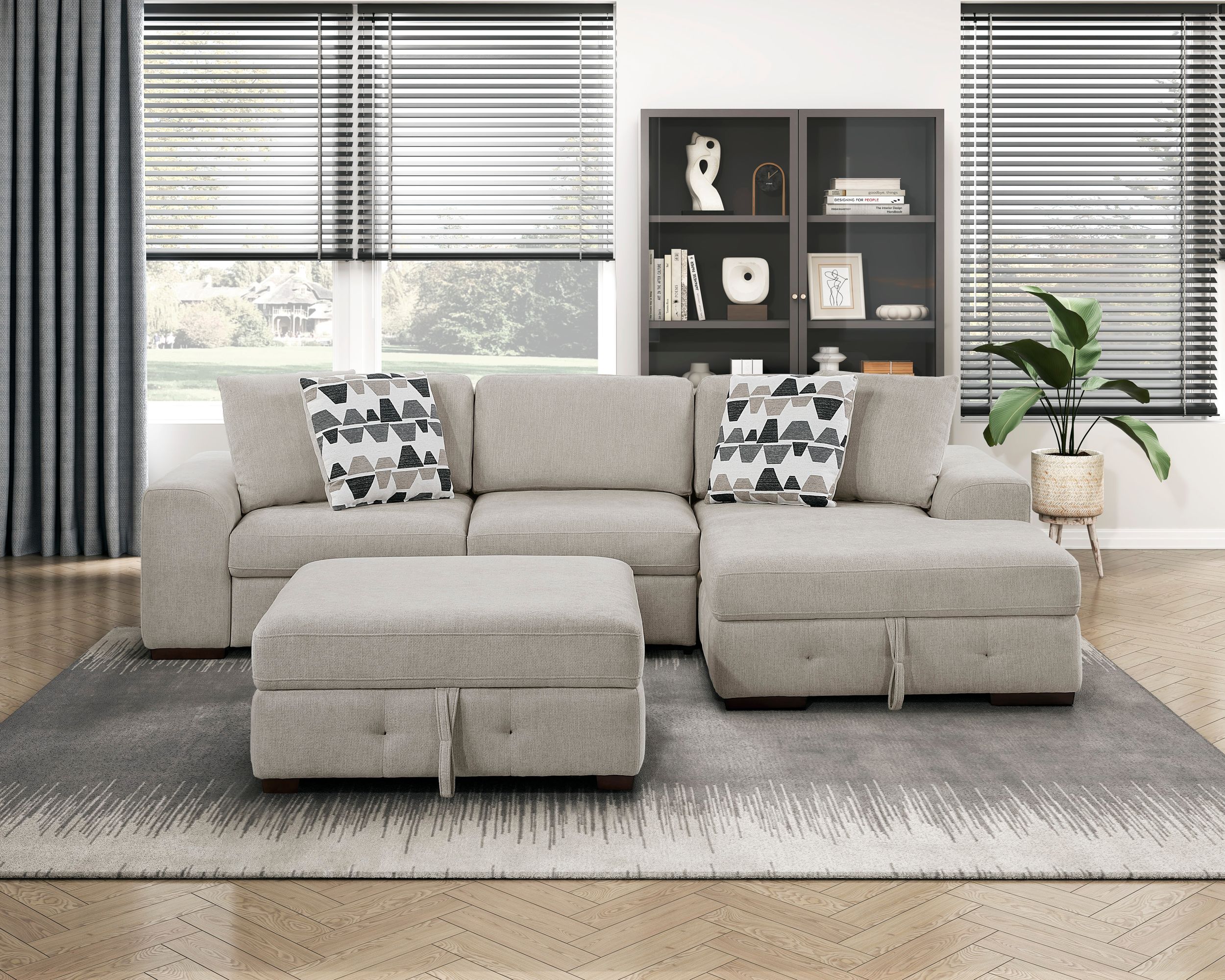 Raife Square Chenille Storage Ottoman