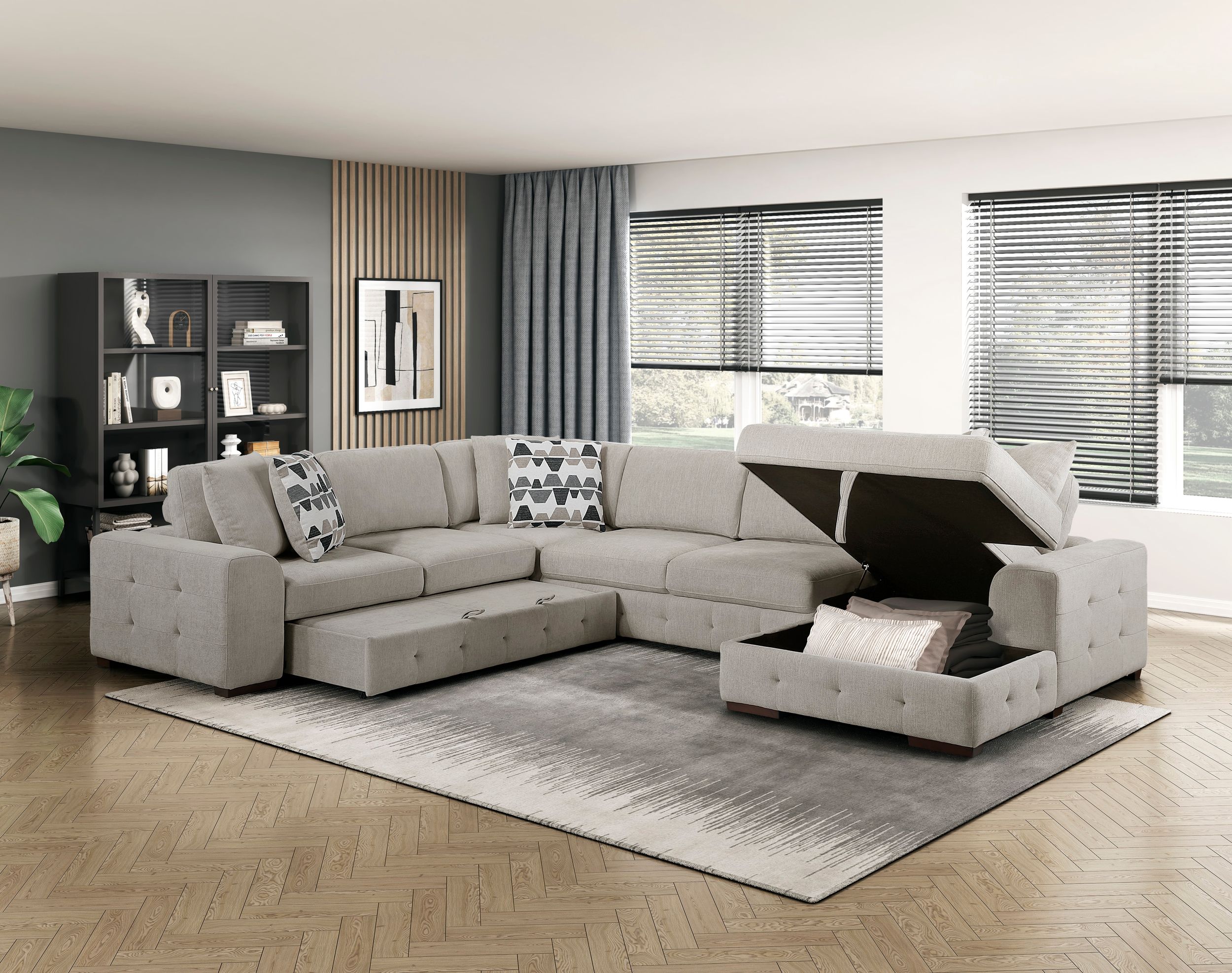 Raife U-Shaped Chenille 4-Piece Sectional