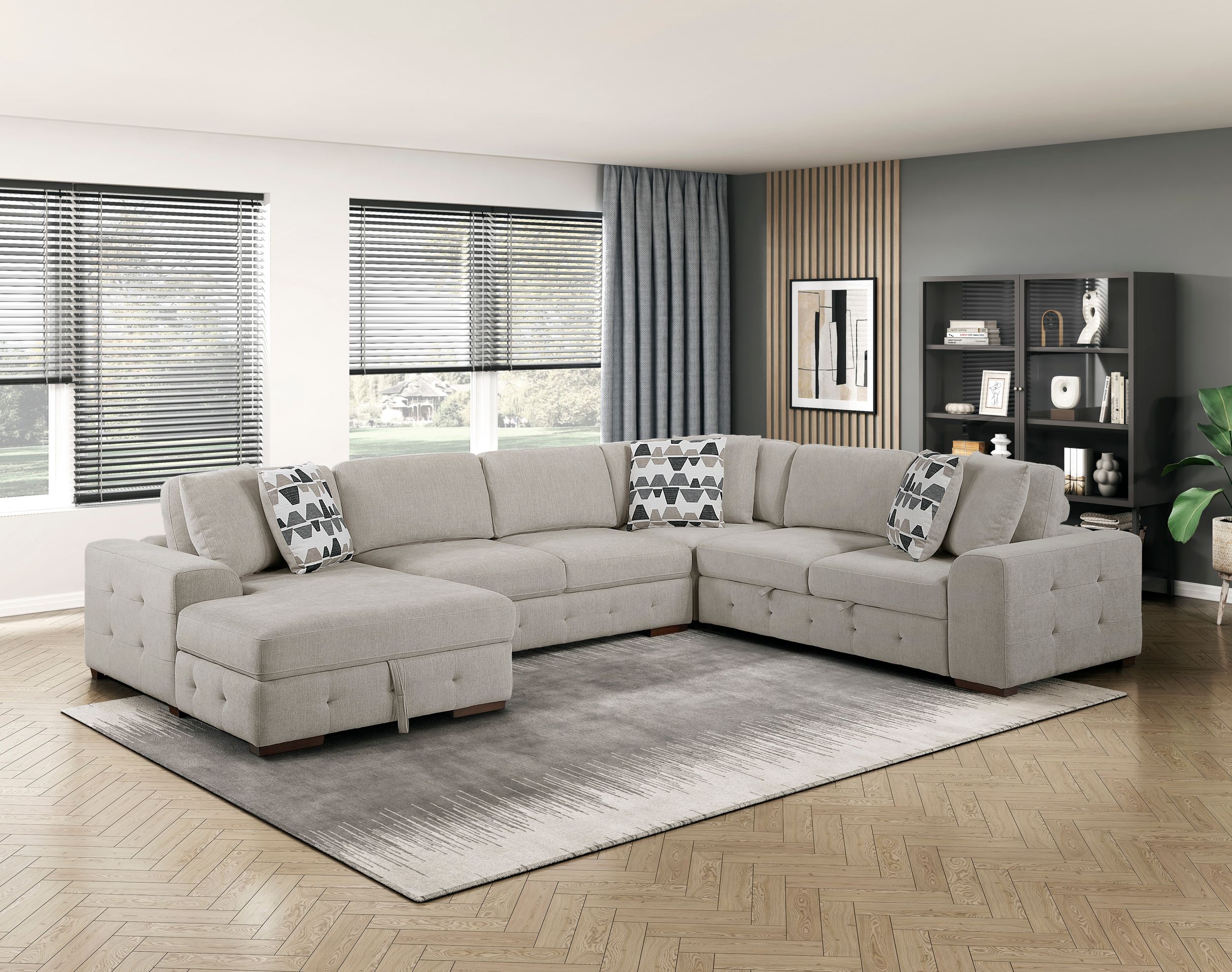Raife U-Shaped Chenille 4-Piece Sectional with Left Chaise