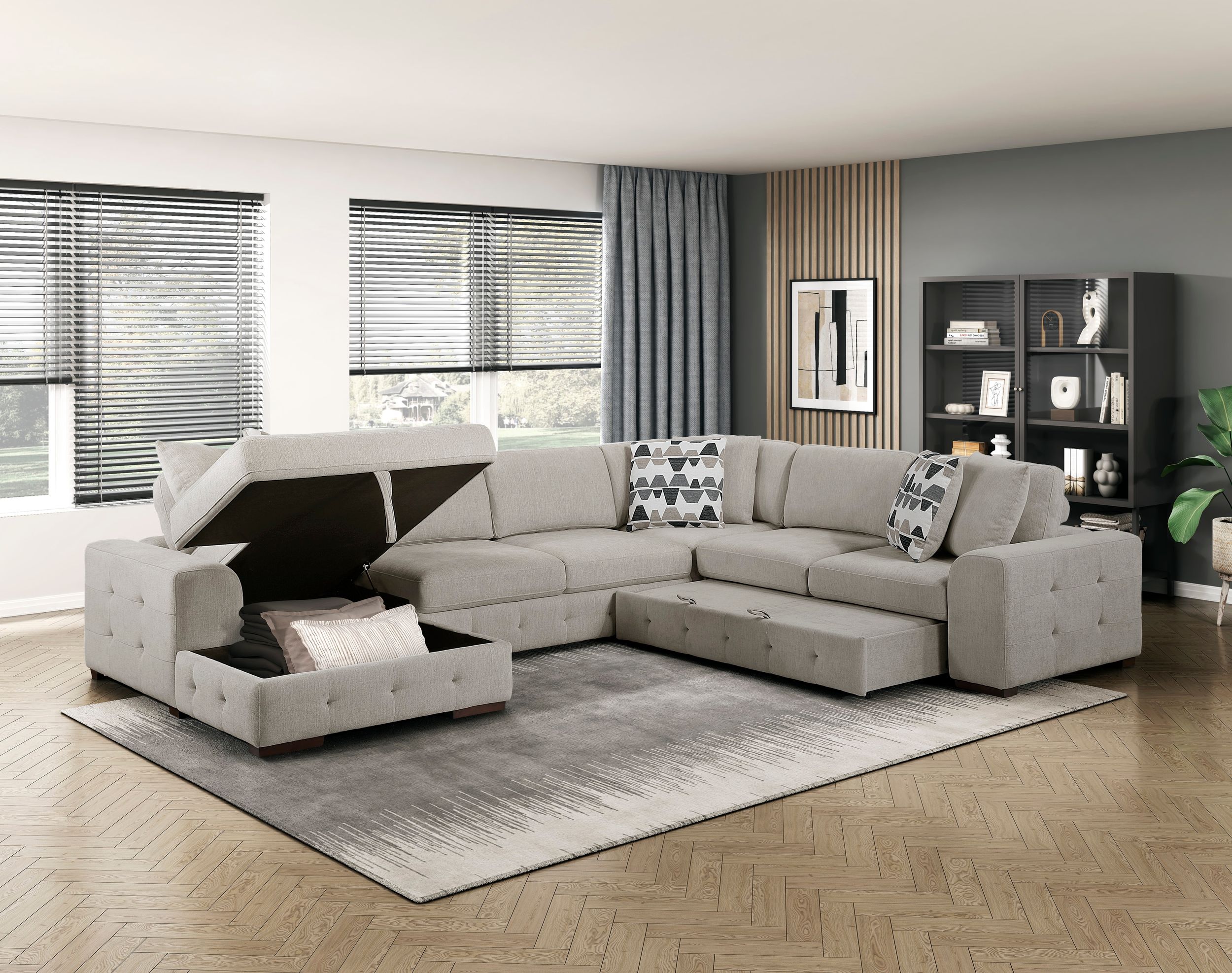 Raife U-Shaped Chenille 4-Piece Sectional