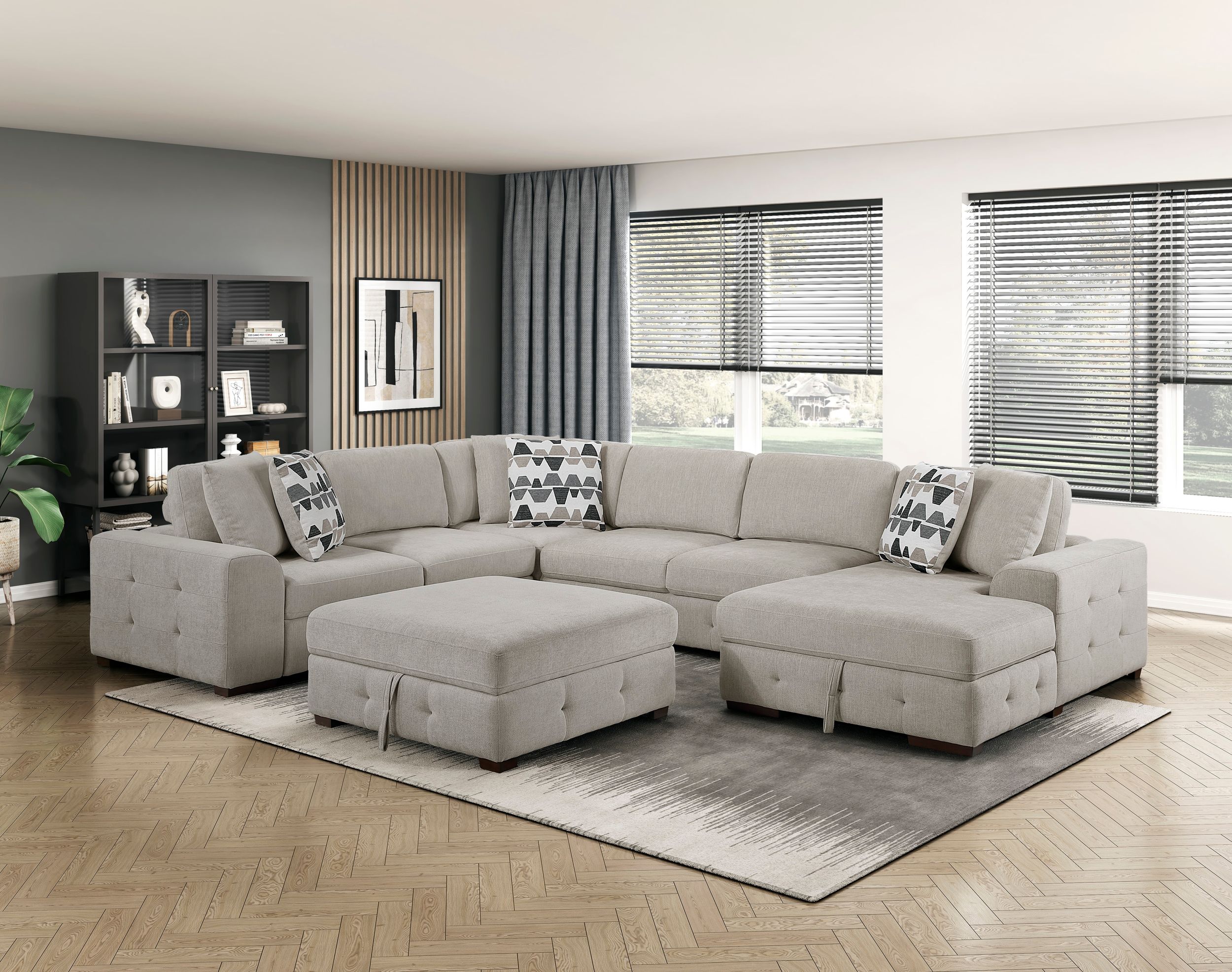 Raife Square Chenille Storage Ottoman