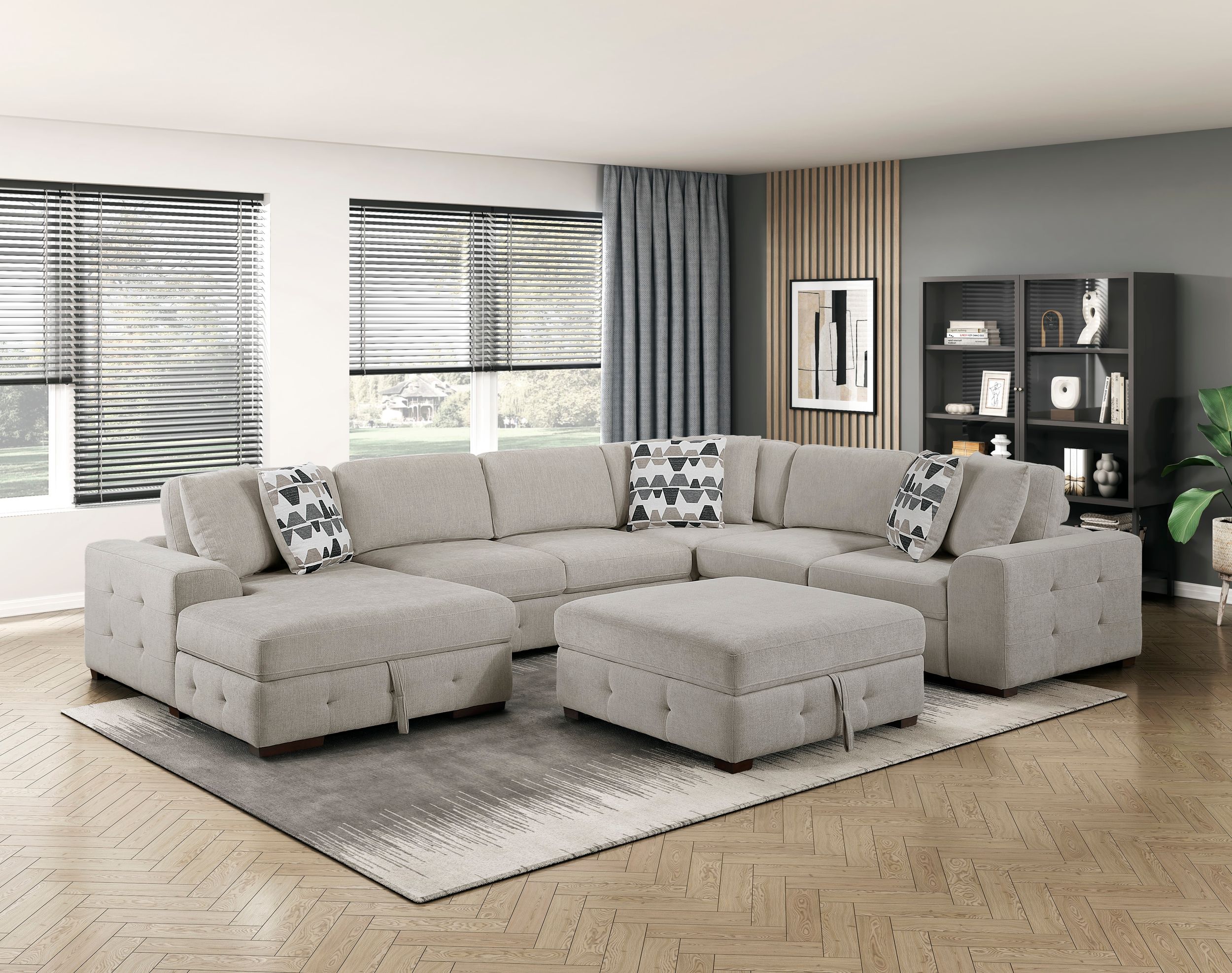 Raife U-Shaped Chenille 4-Piece Sectional