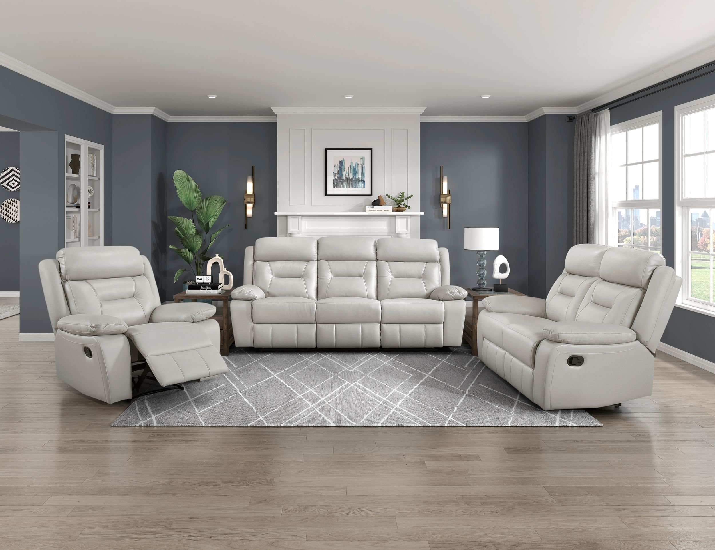 Laconia Leather Double Reclining Living Room Set