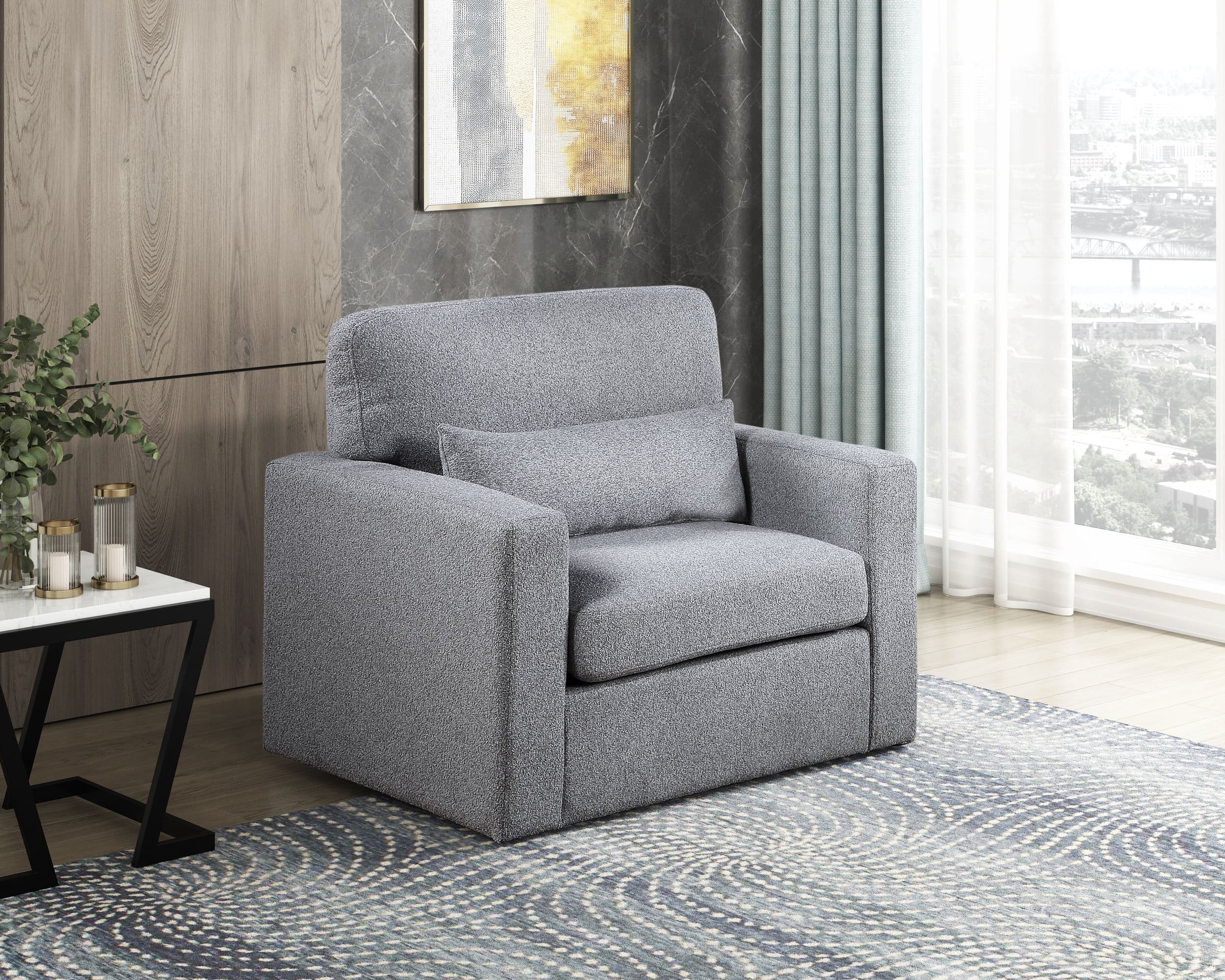 Pompano Boucle Swivel Chair