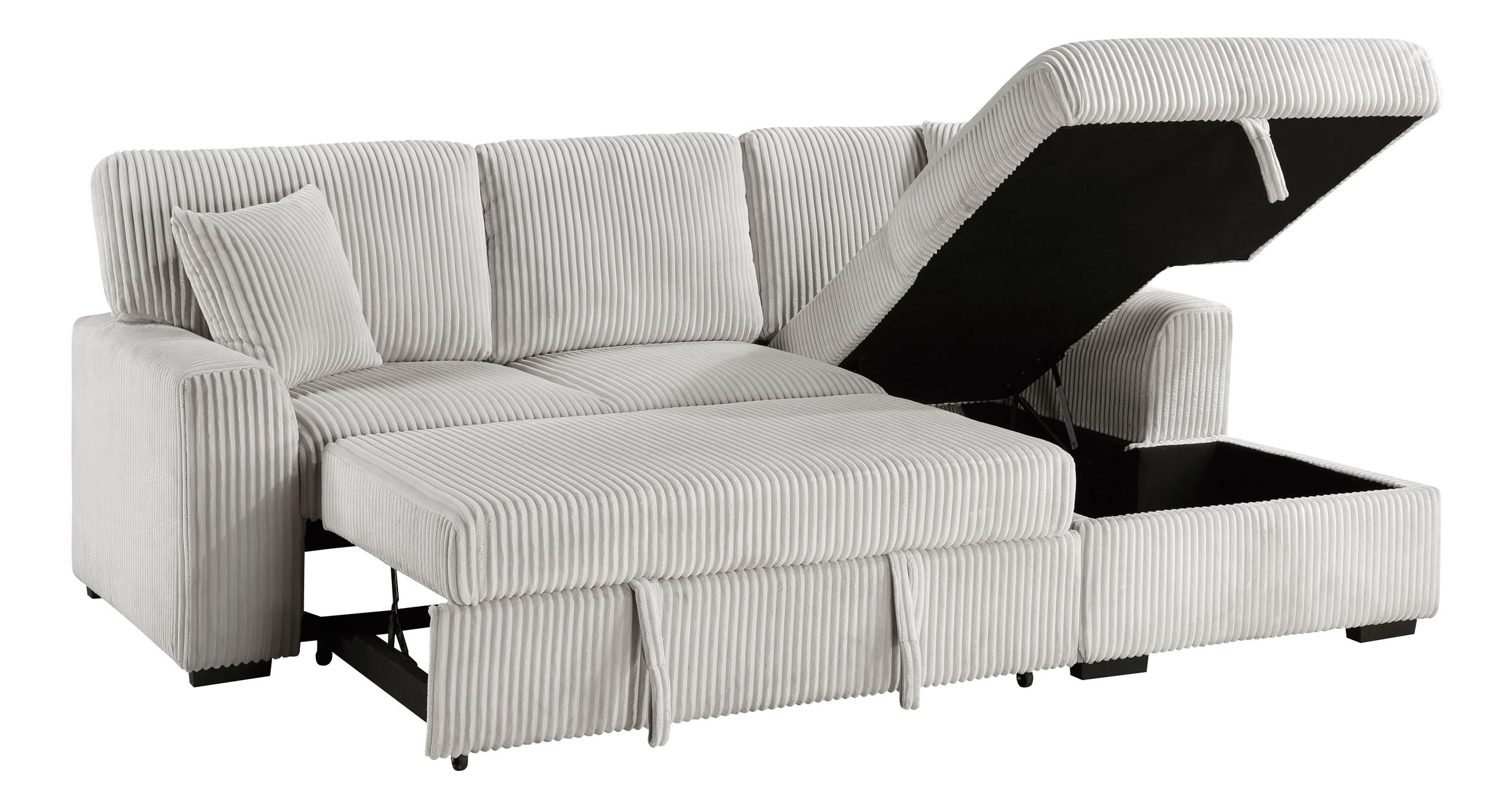 Marsh Corduroy 2‑Piece Sectional with Pull‑out Bed, Right Chaise and Hidden Storage