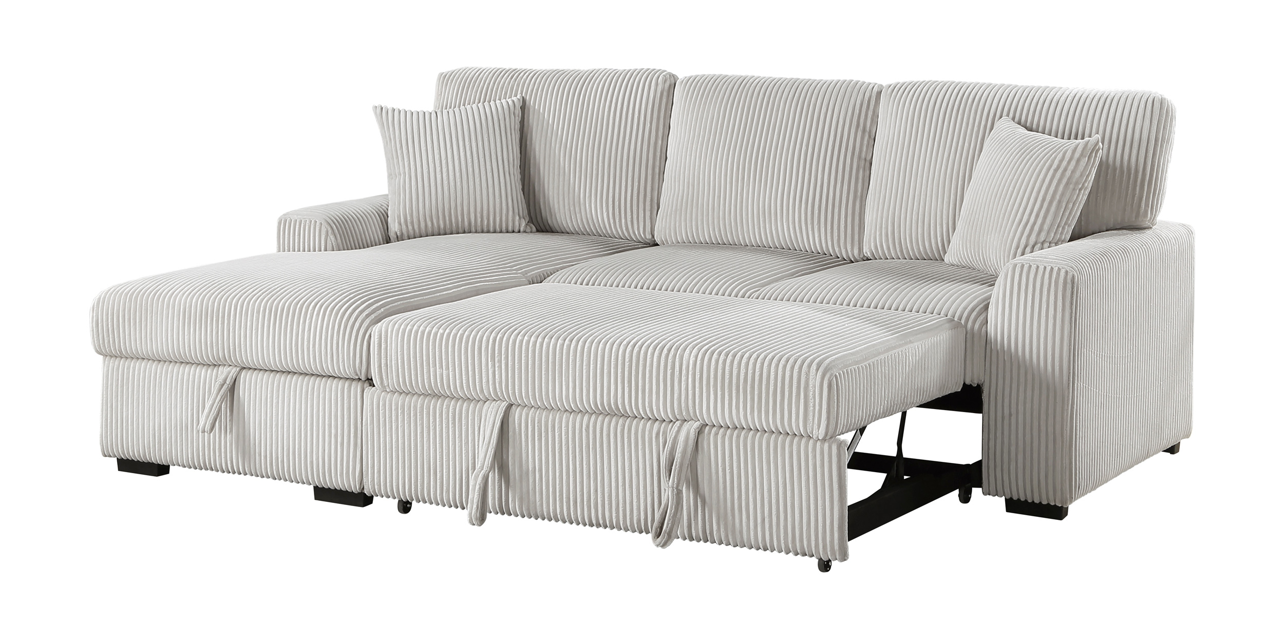 Marsh Corduroy 2‑Piece Sectional with Pull‑out Bed, Left Chaise and Hidden Storage