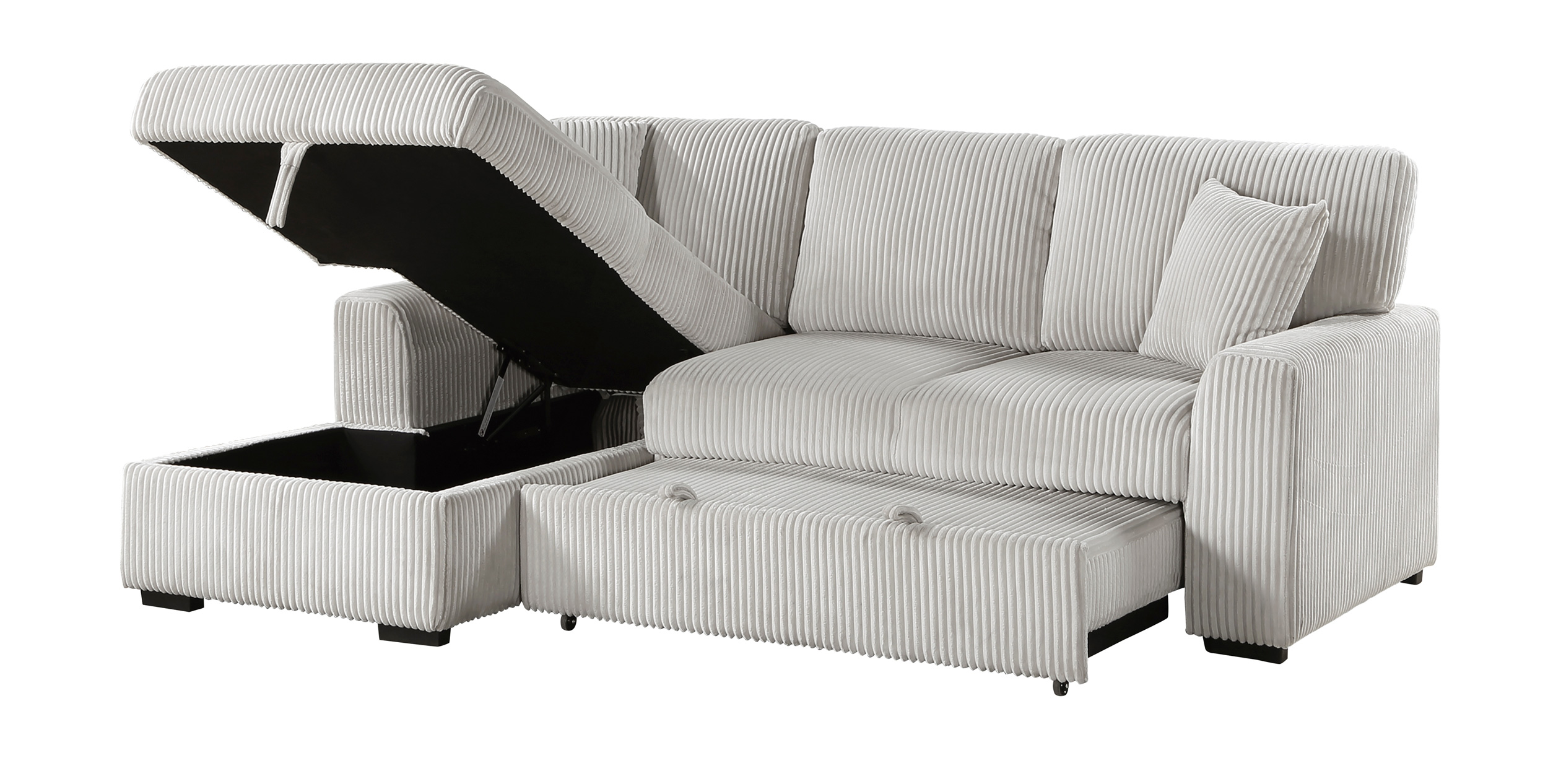 Marsh Corduroy 2‑Piece Sectional with Pull‑out Bed, Left Chaise and Hidden Storage