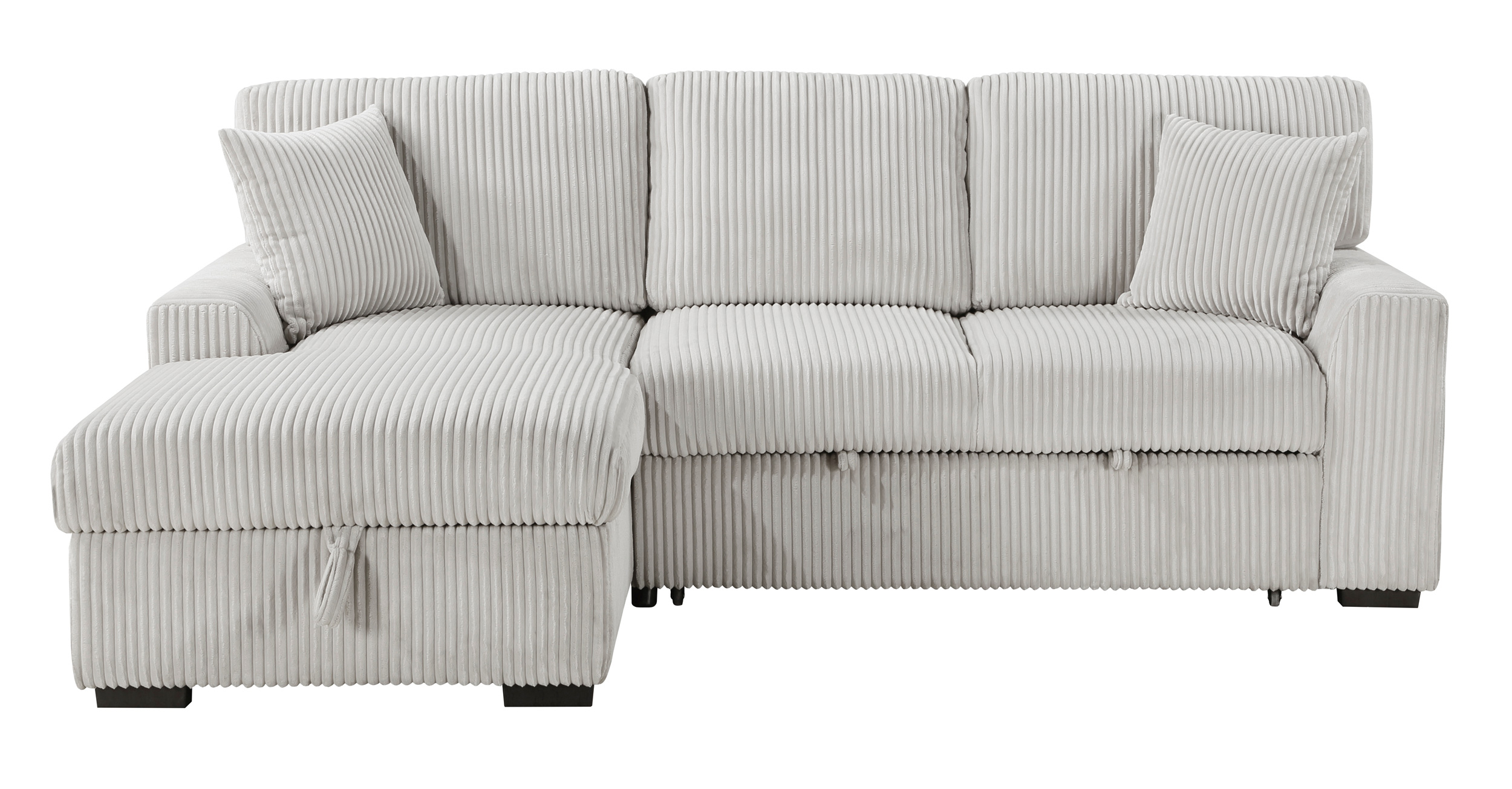 Marsh Corduroy 2‑Piece Sectional with Pull‑out Bed, Left Chaise and Hidden Storage