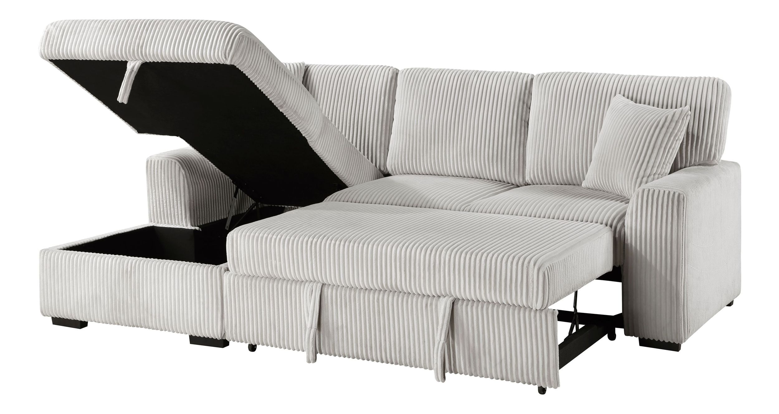 Marsh Corduroy 2‑Piece Sectional with Pull‑out Bed, Left Chaise and Hidden Storage
