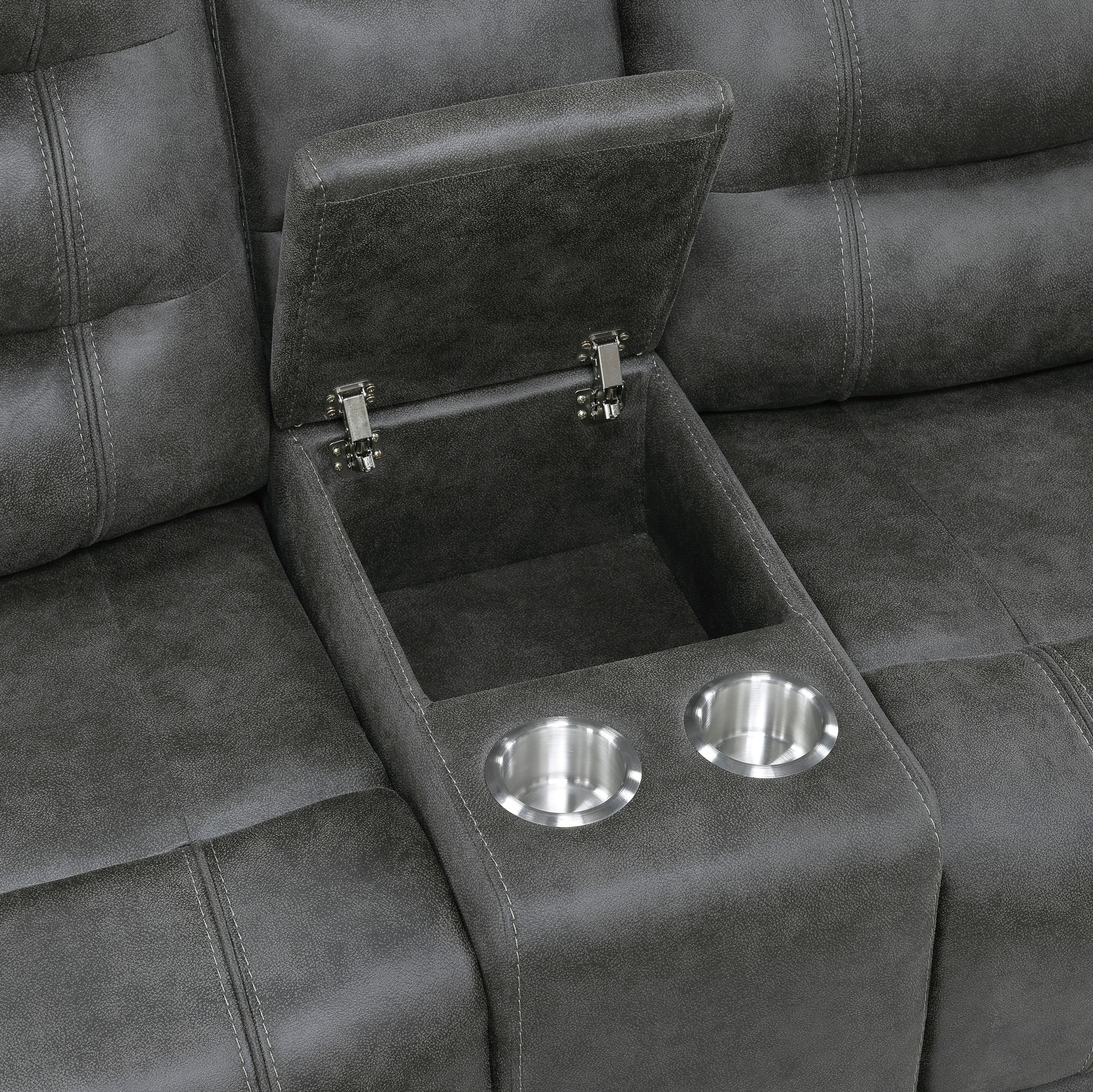 Oberon Microfiber Double Reclining Loveseat with Center Console