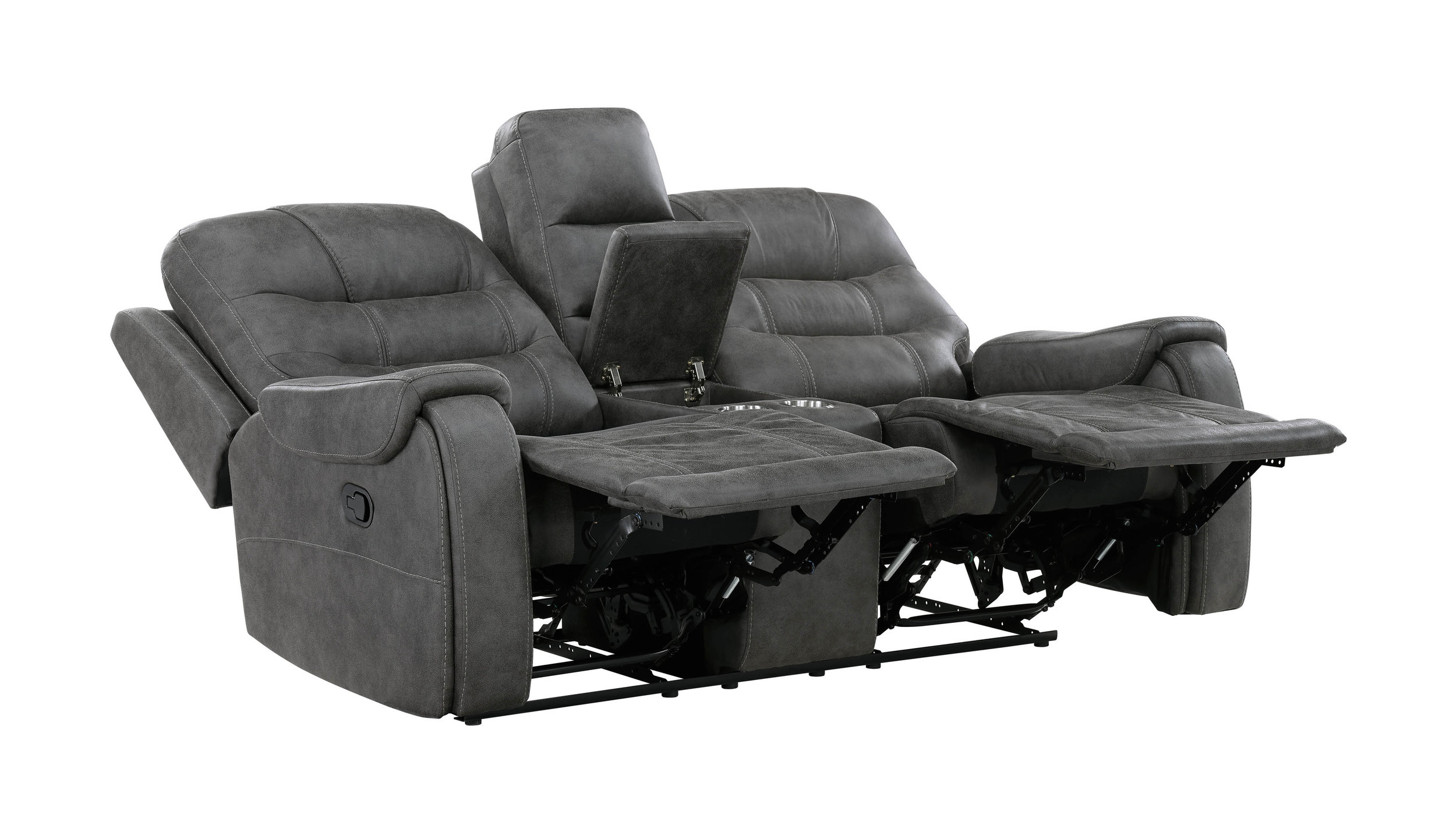 Oberon Microfiber Double Reclining Living Room Set