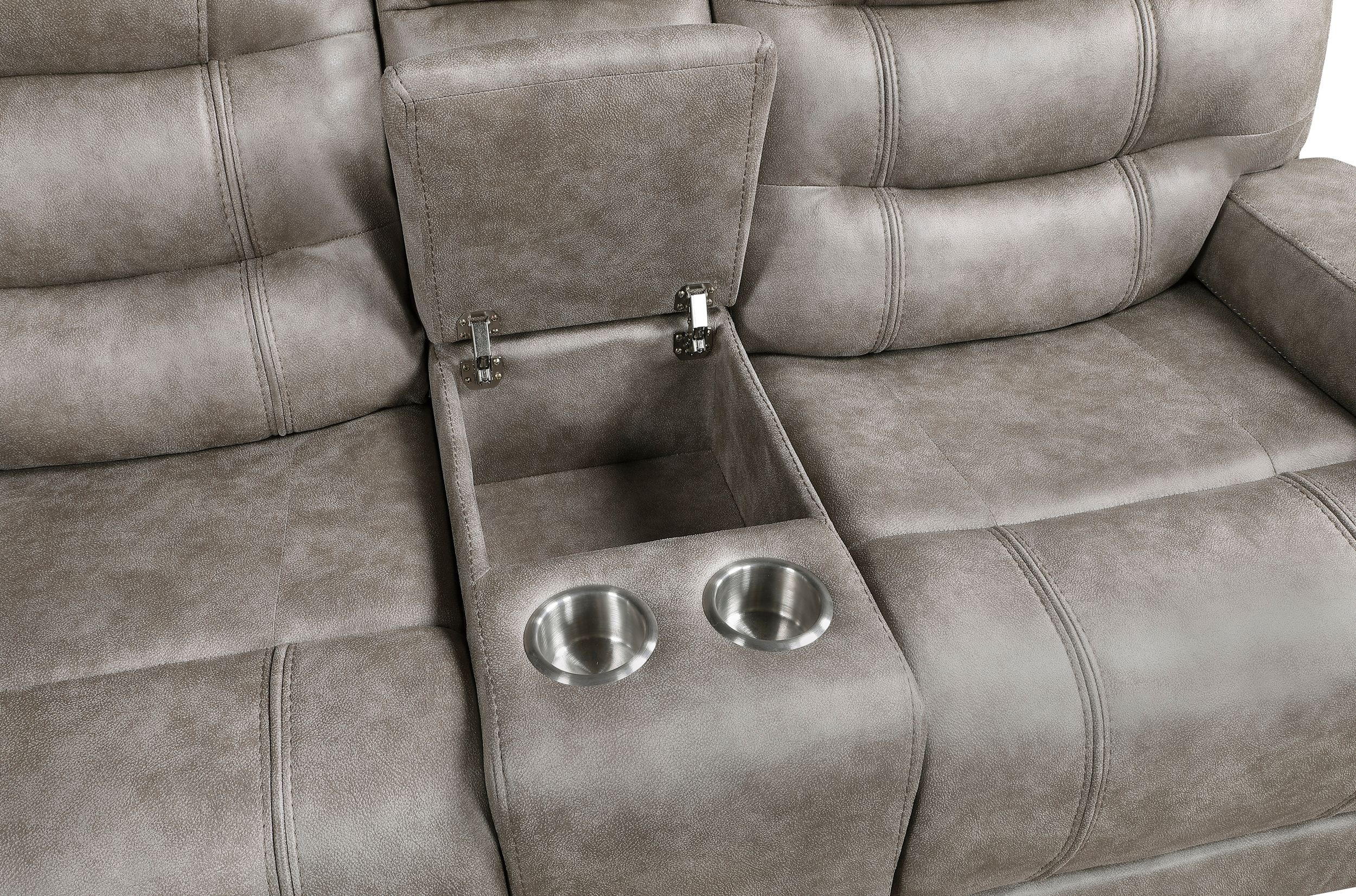 Oberon Microfiber Double Reclining Loveseat with Center Console