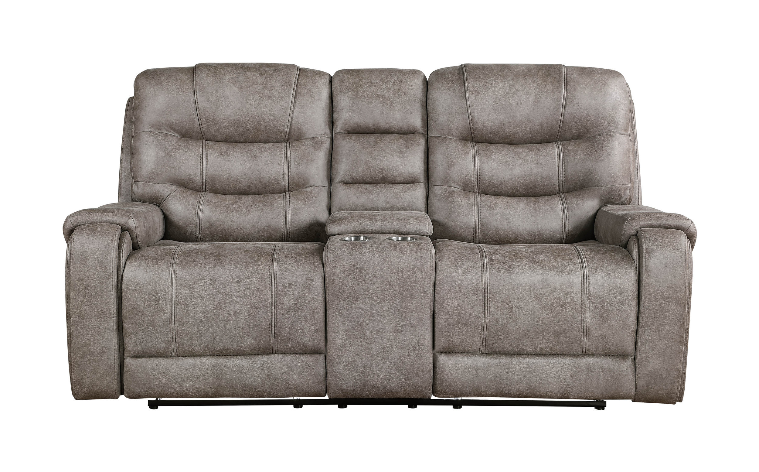 Oberon Microfiber Double Reclining Loveseat with Center Console