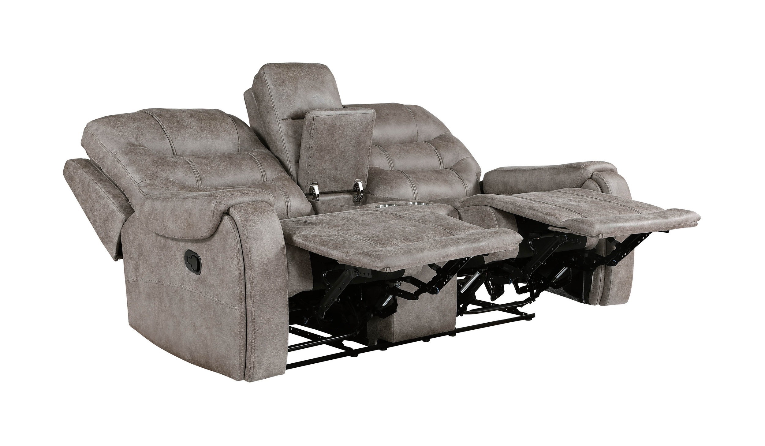 Oberon Microfiber Double Reclining Loveseat with Center Console