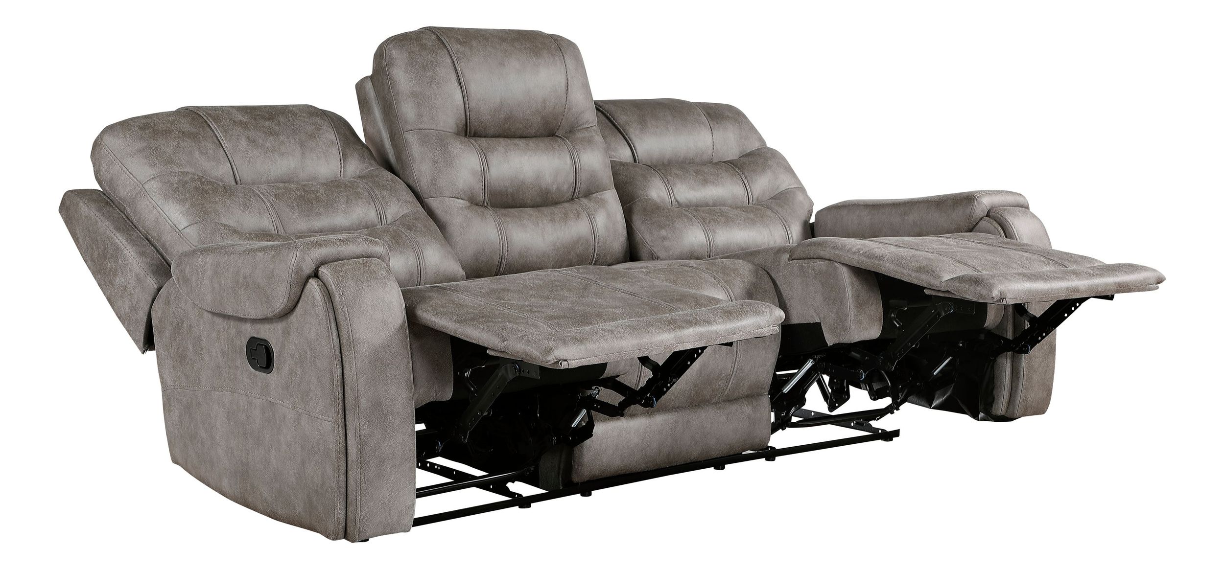 Oberon Microfiber Double Reclining Living Room Set