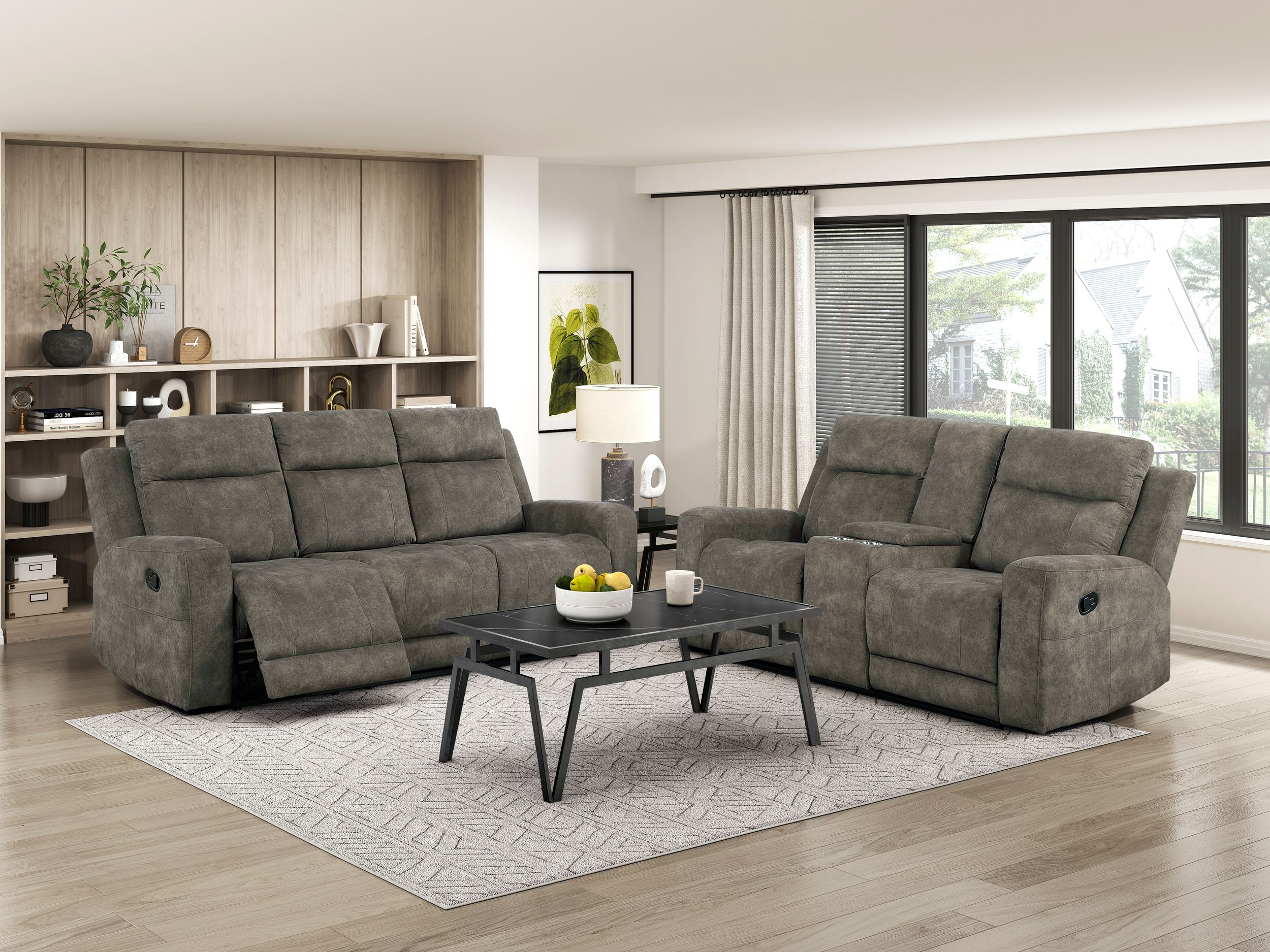 Muncie Microfiber Double Reclining Living Room Set