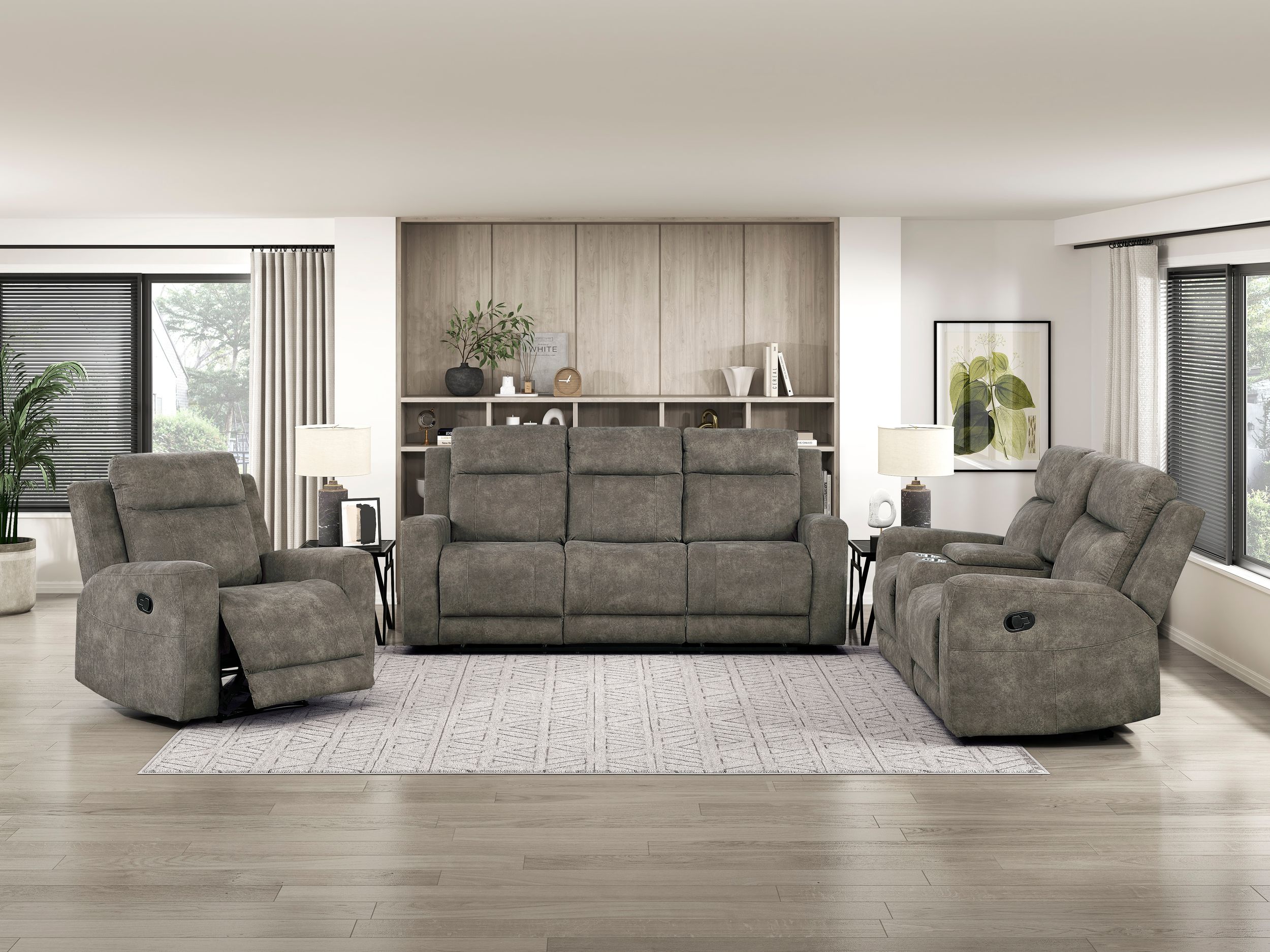 Muncie Microfiber Double Reclining Living Room Set