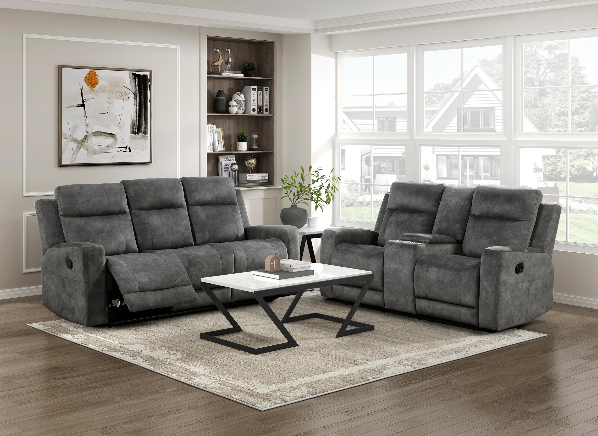 Muncie Microfiber Double Reclining Sofa
