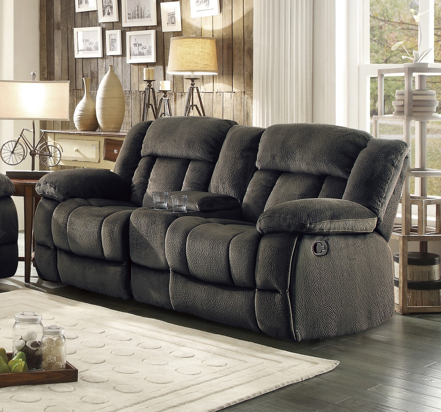 Laurelton Microfiber Double Glider Reclining Loveseat