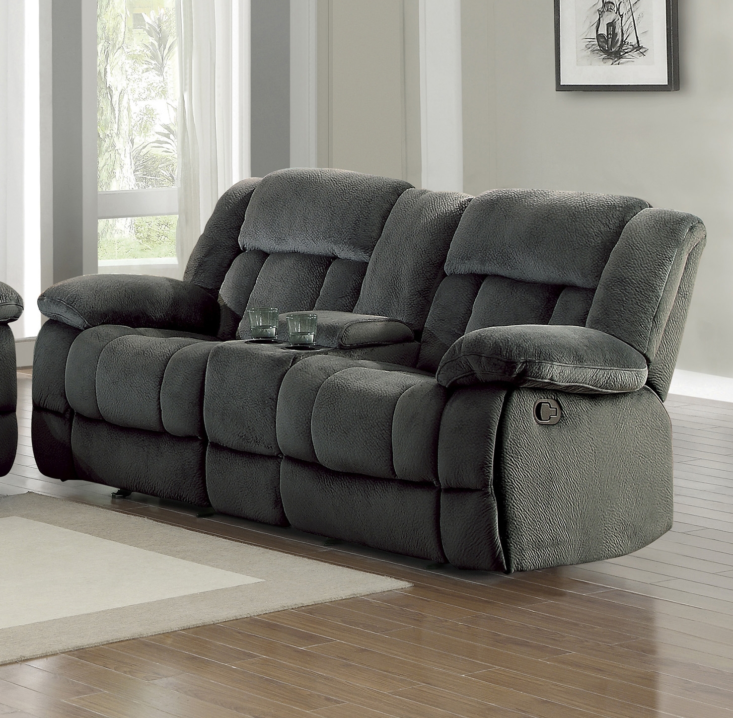 Laurelton Microfiber Double Glider Reclining Loveseat