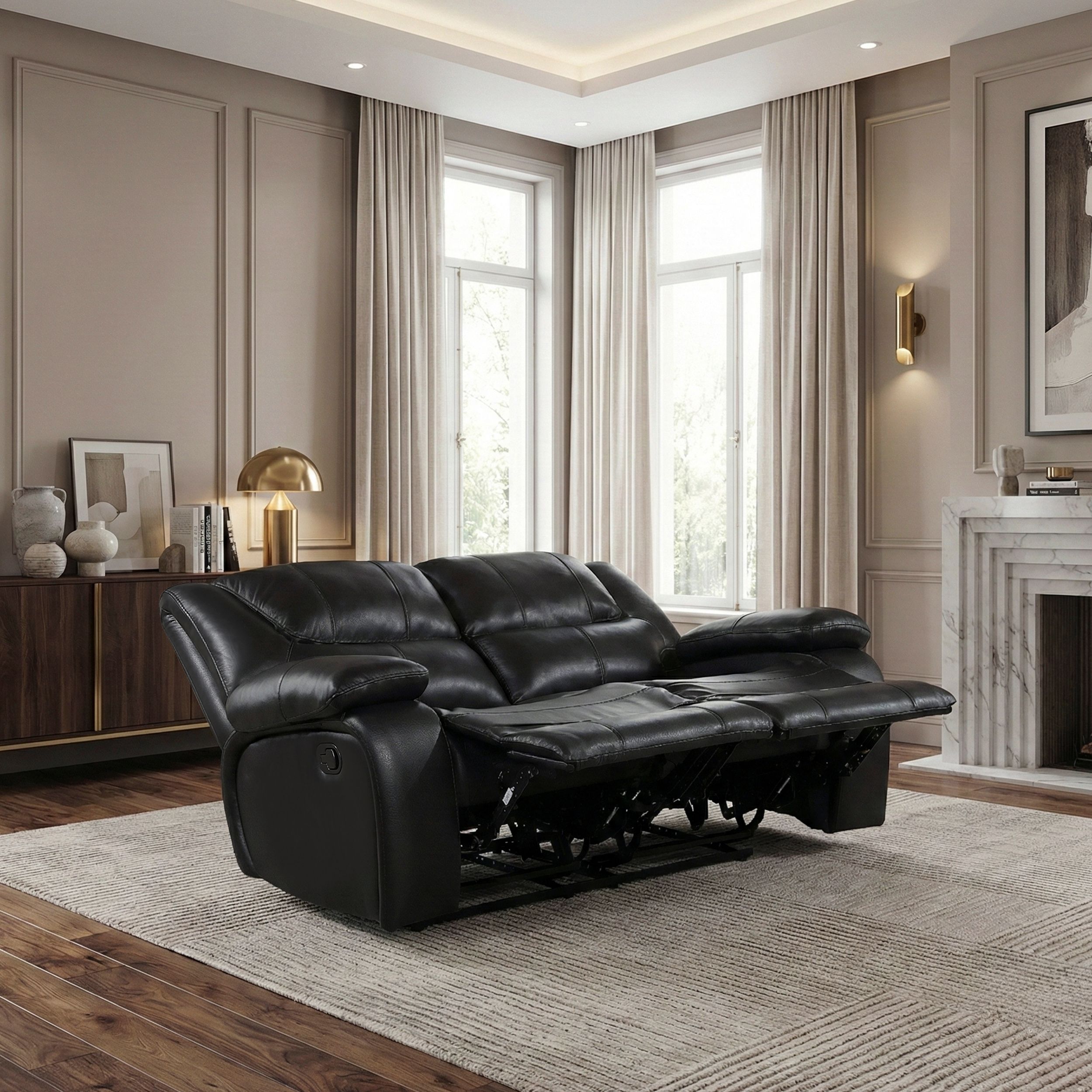 Ellicott Leather Double Reclining Living Room Set